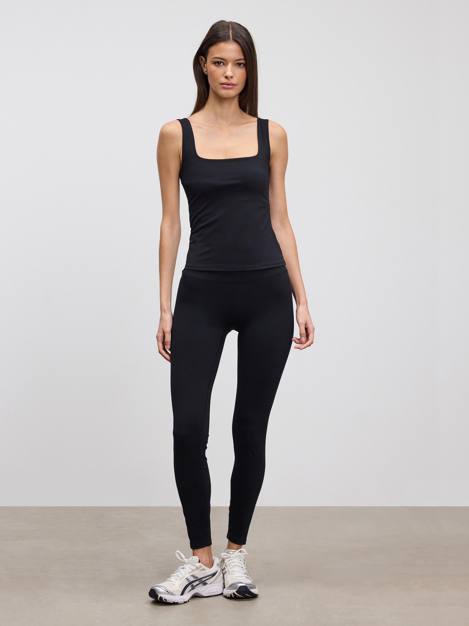 Womens Active Square Neck Vest in Black