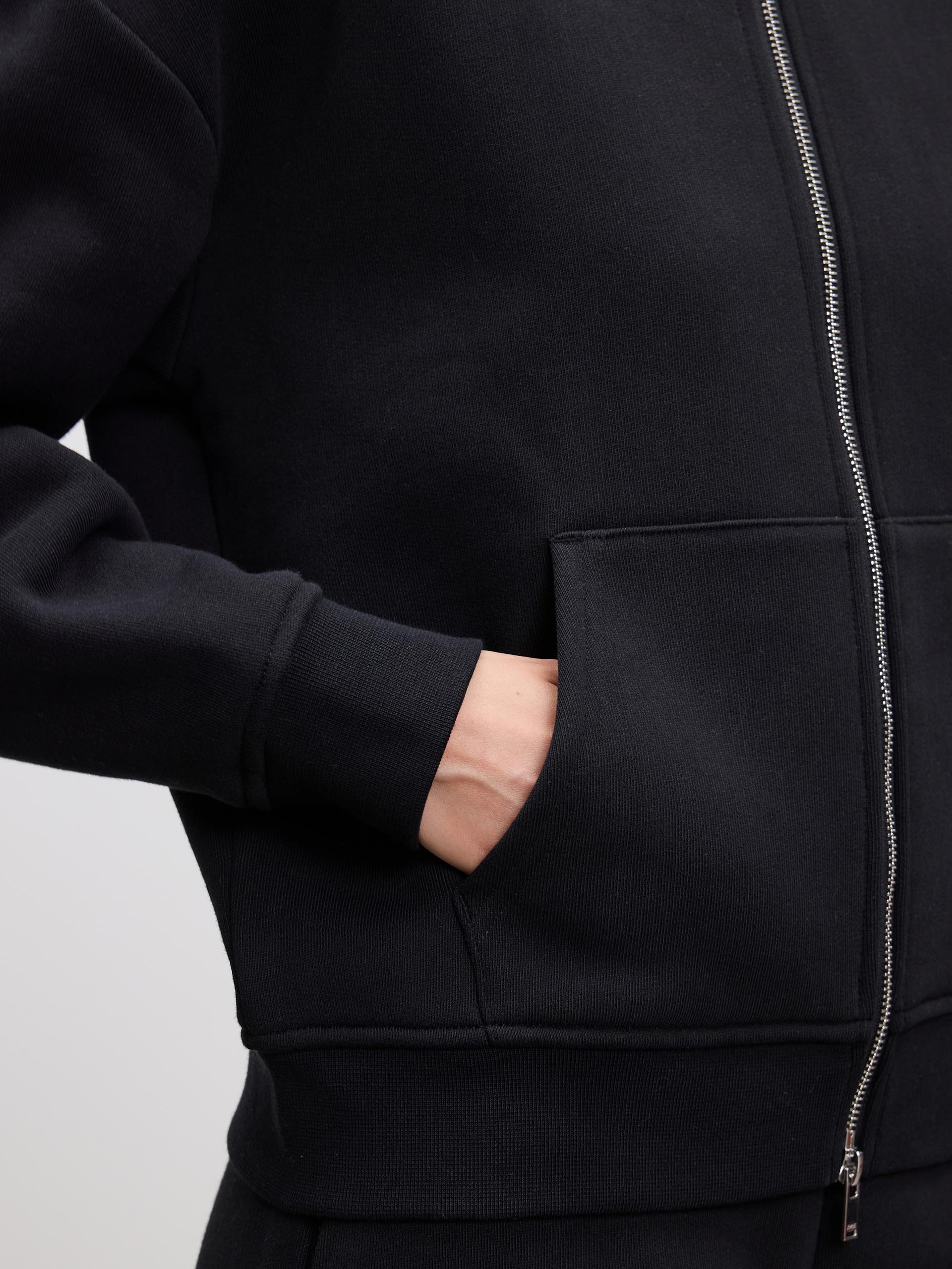 Womens Relaxed Zip Hoodie in Black