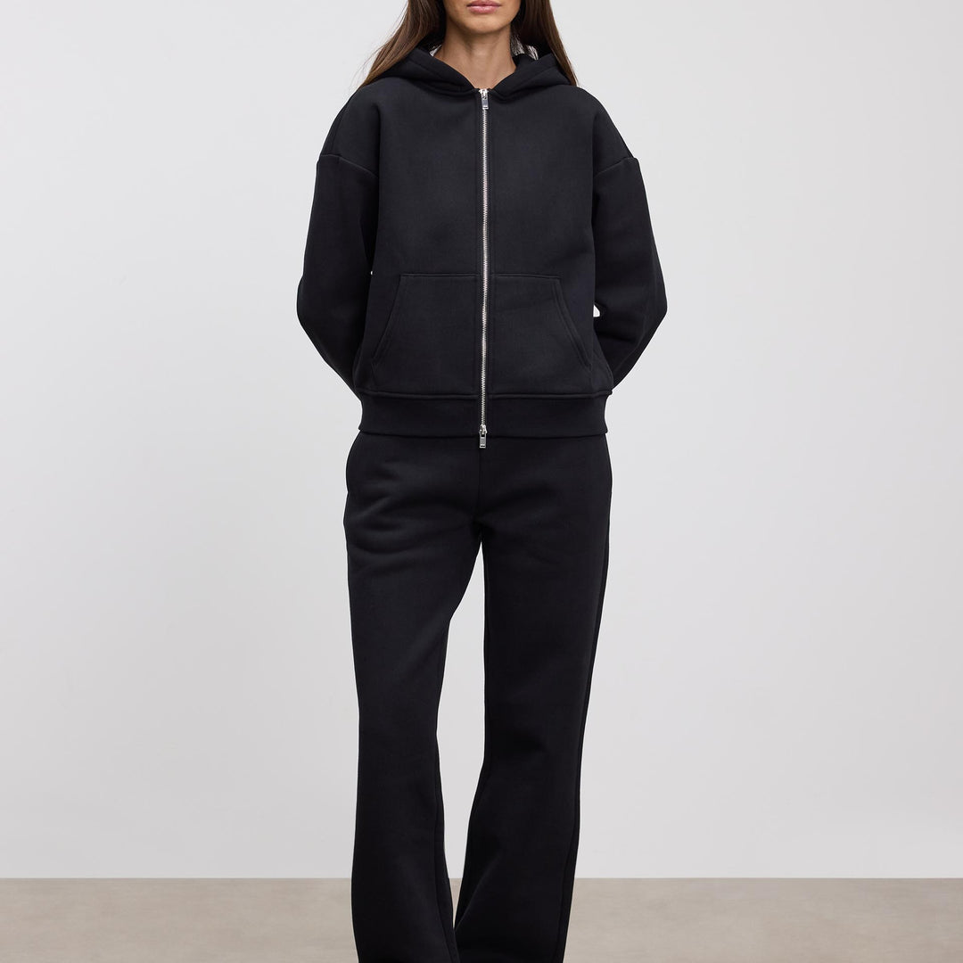 Womens Relaxed Straight Leg Jogger in Black