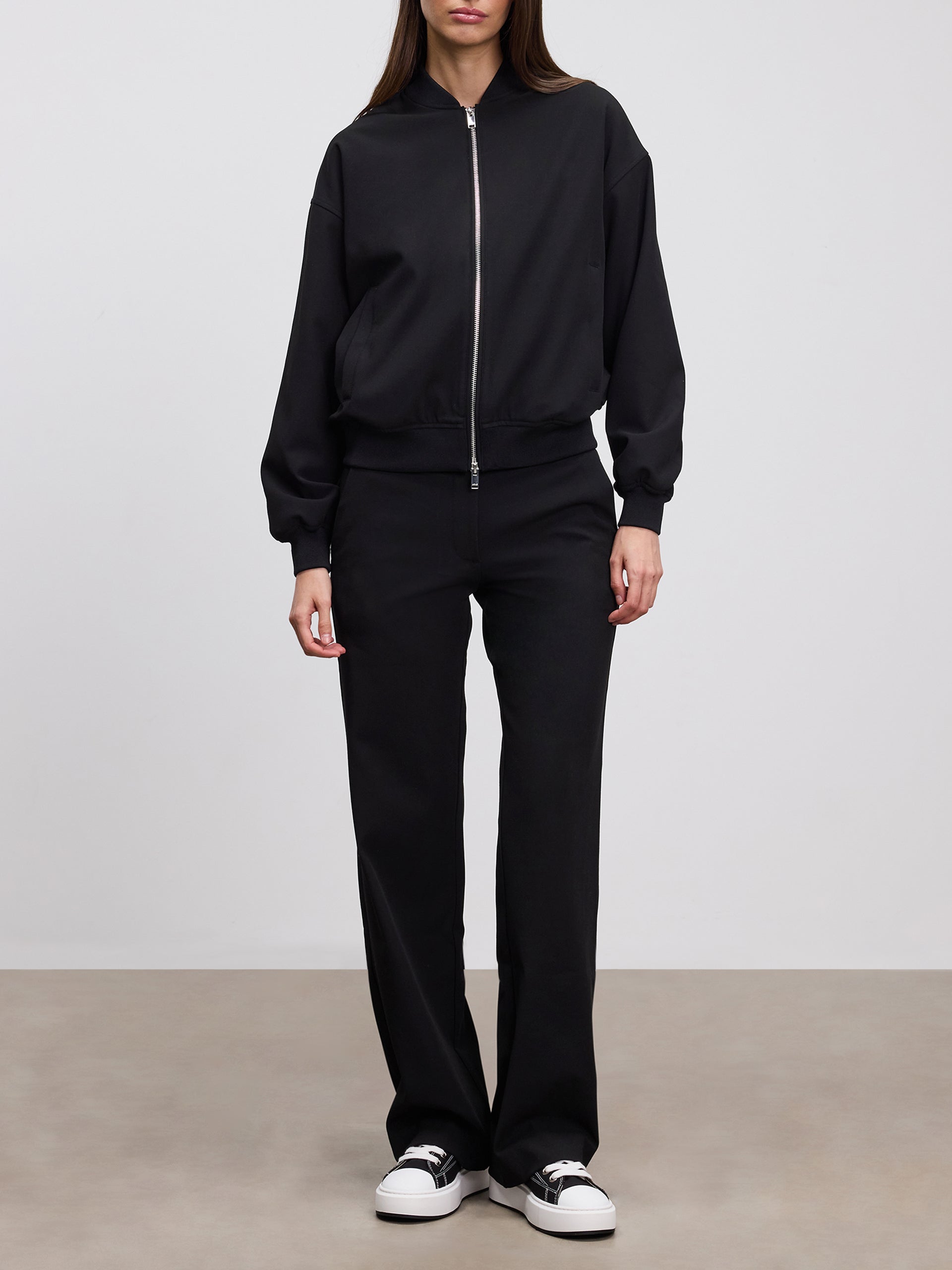 Womens Smart Bomber Jacket in Black
