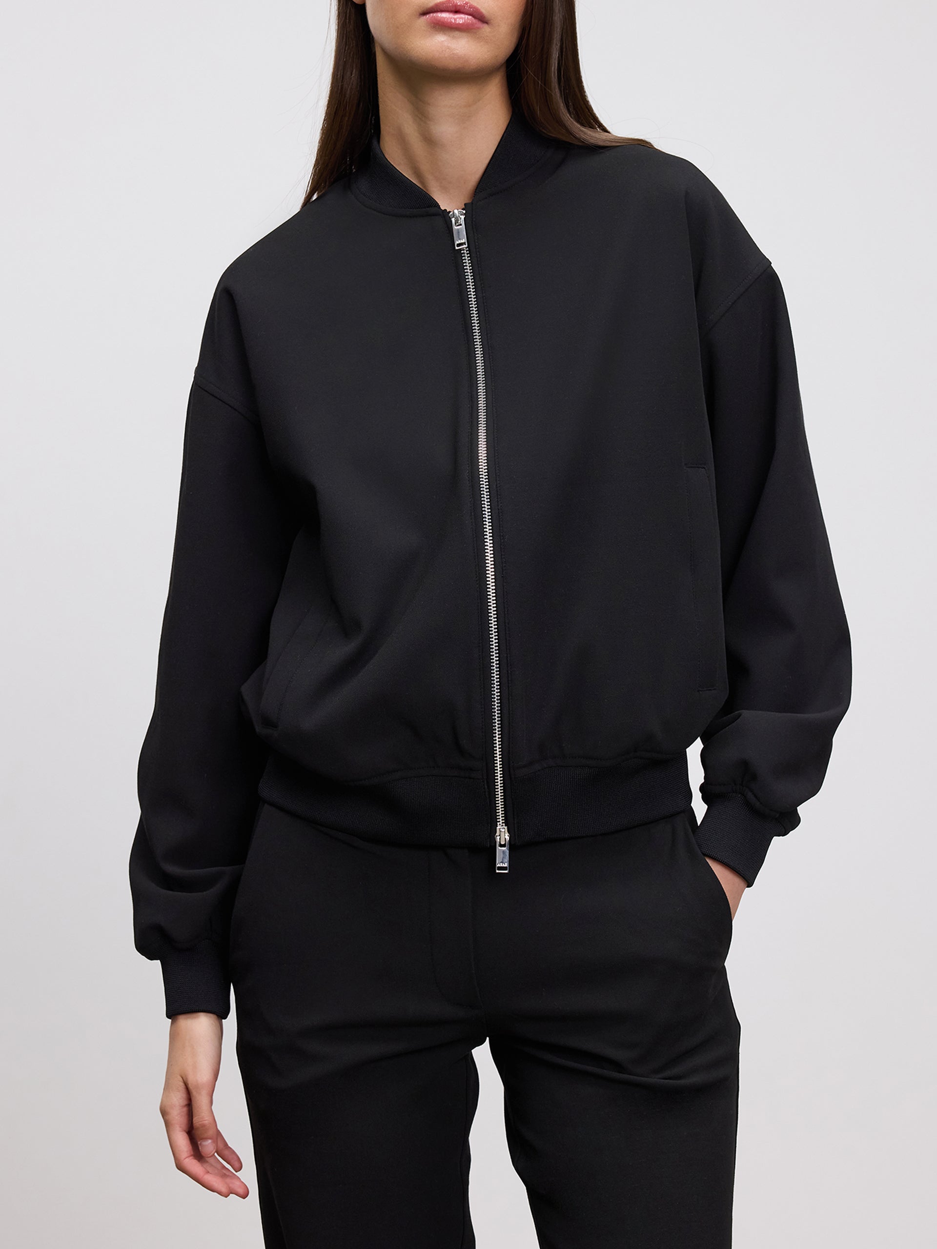 Womens Smart Bomber Jacket in Black