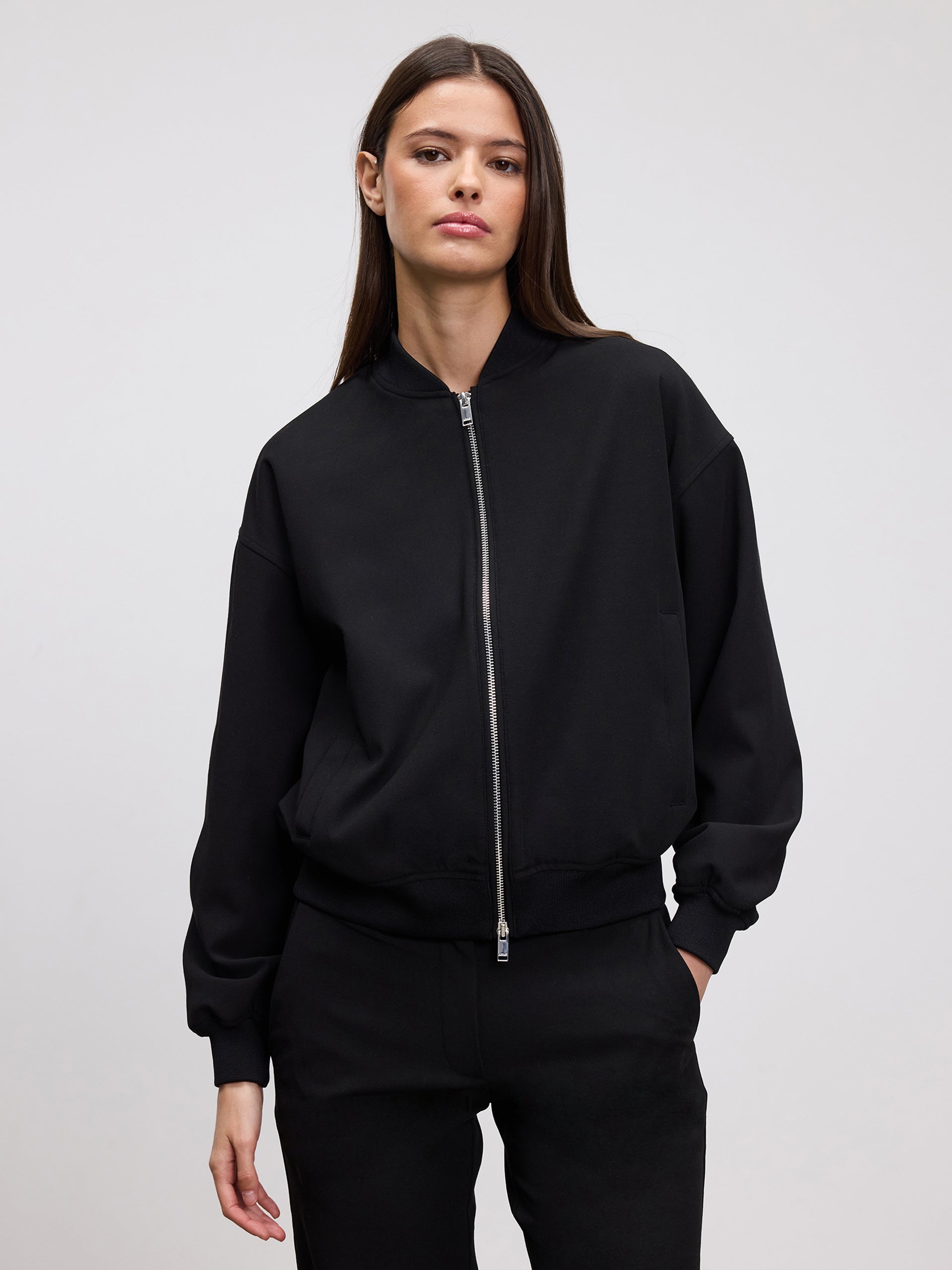 Womens Smart Bomber Jacket in Black