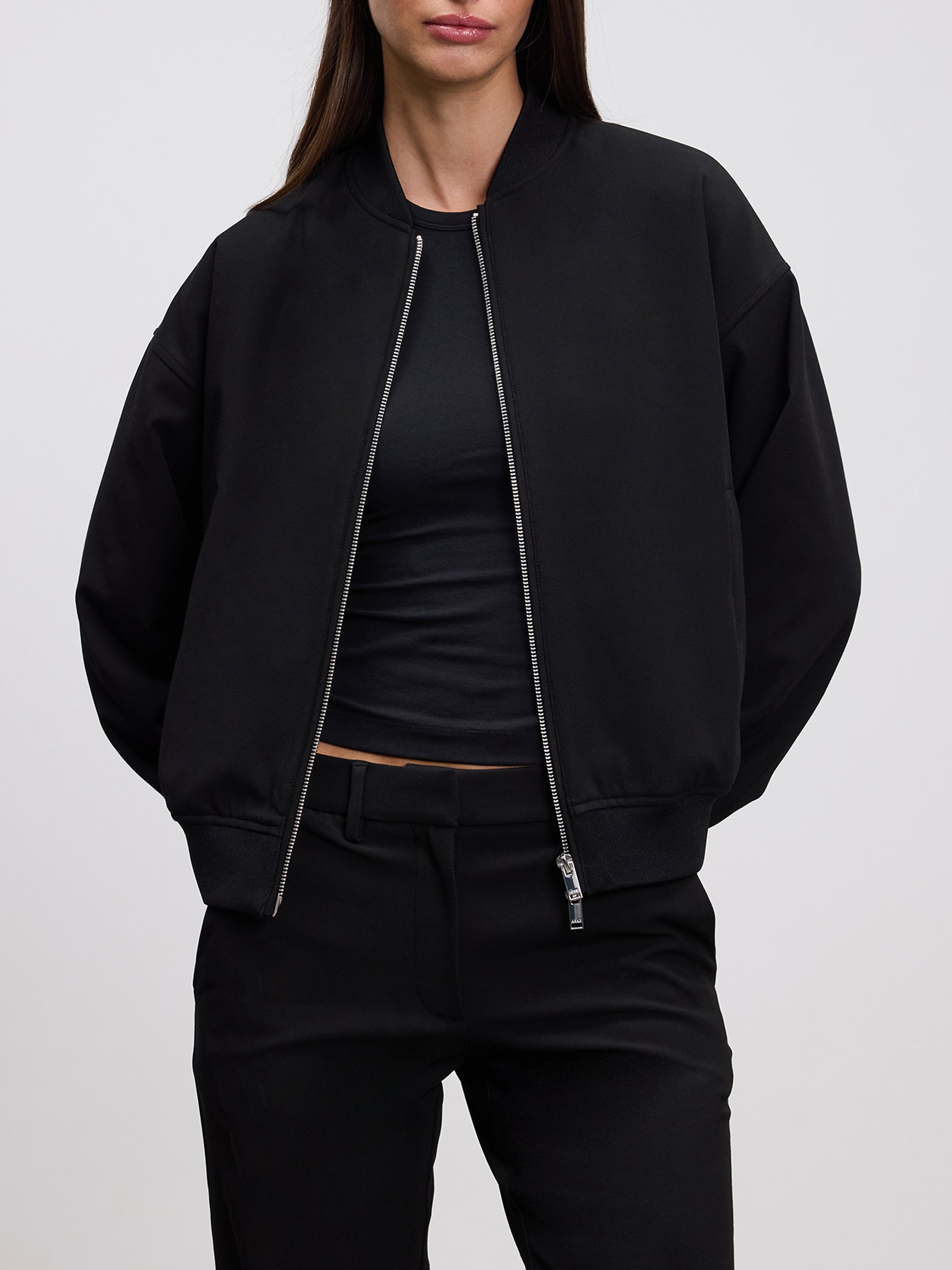 Womens Smart Bomber Jacket in Black