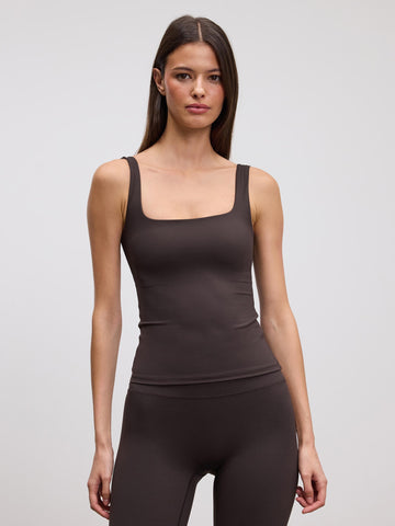 Womens Active Square Neck Vest in Brown
