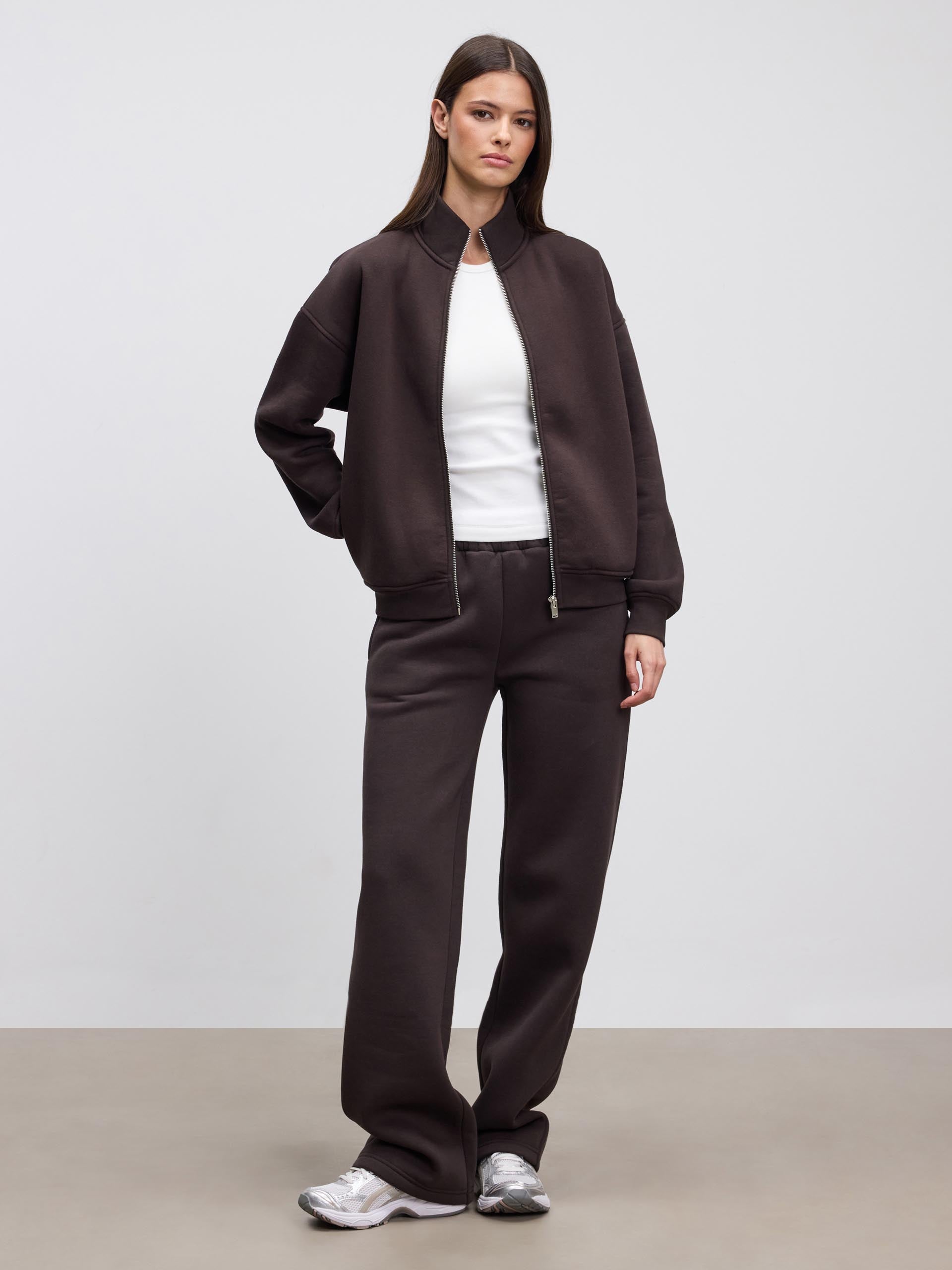 Womens Neoprene Straight Leg Jogger in Brown