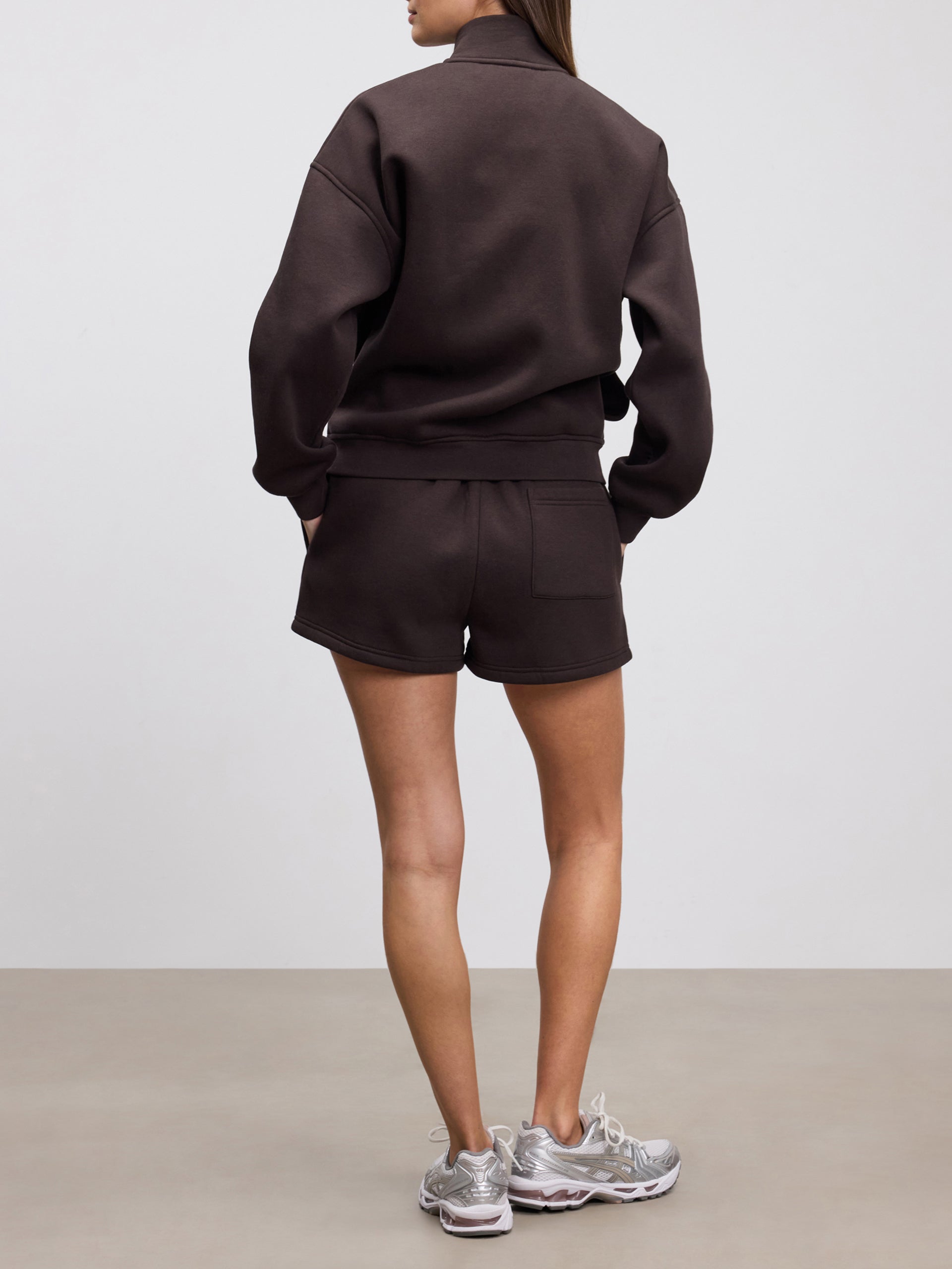 Womens Neoprene Funnel Neck Jacket in Brown