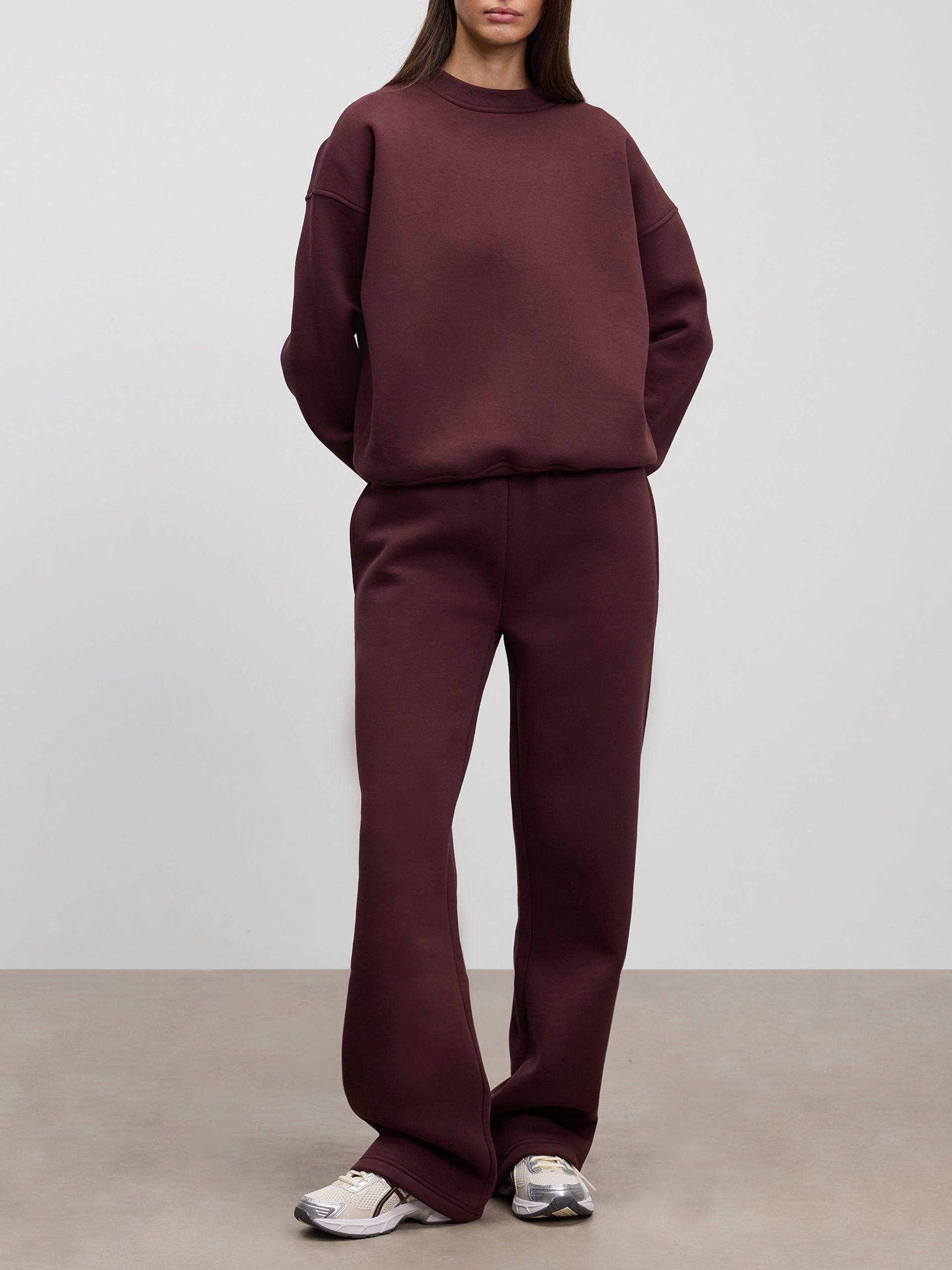 Womens Neoprene Straight Leg Jogger in Burgundy