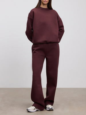 Womens Neoprene Straight Leg Jogger in Burgundy