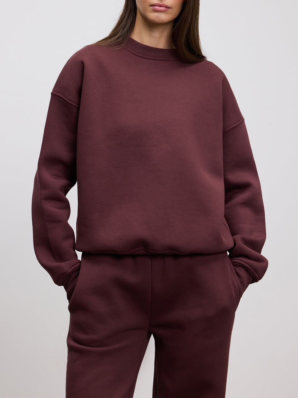Womens Neoprene Sweatshirt in Burgundy