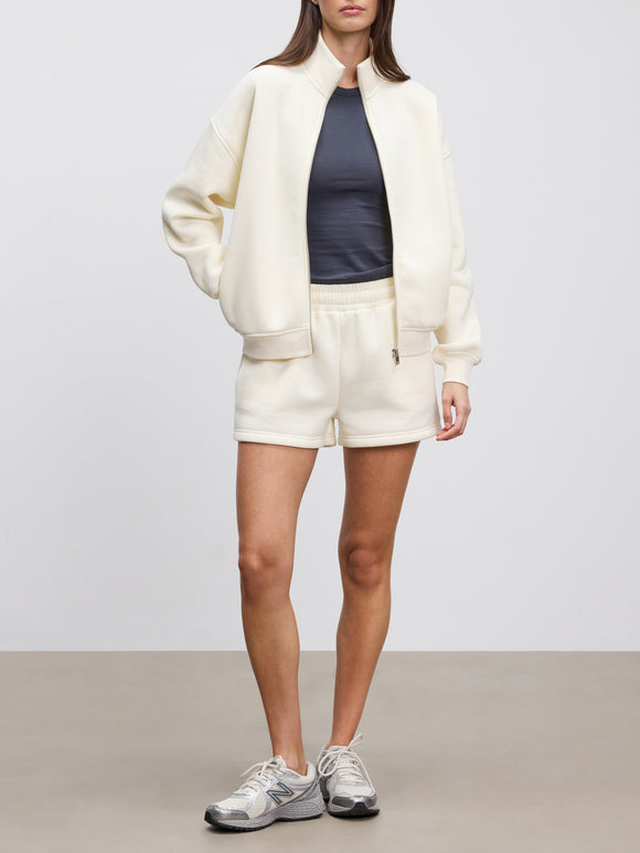 Womens Neoprene Funnel Neck Jacket in Ecru