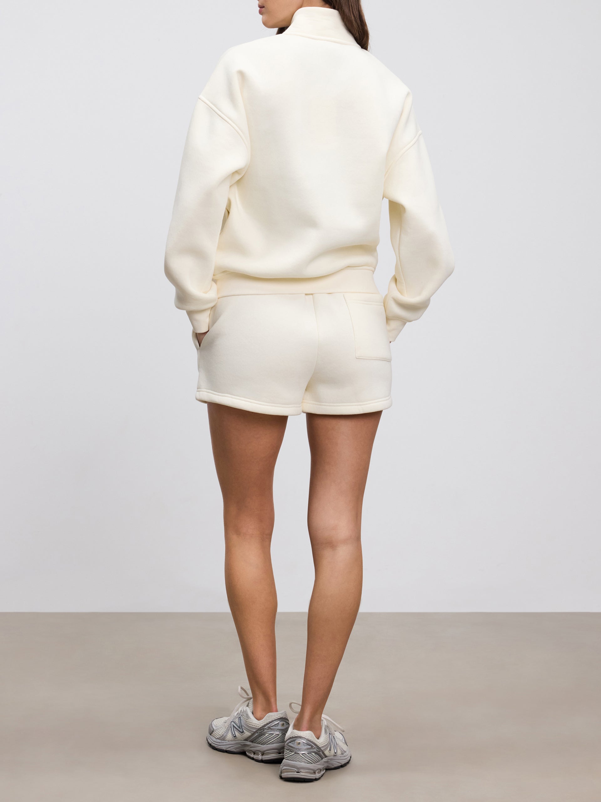 Womens Neoprene Funnel Neck Jacket in Ecru