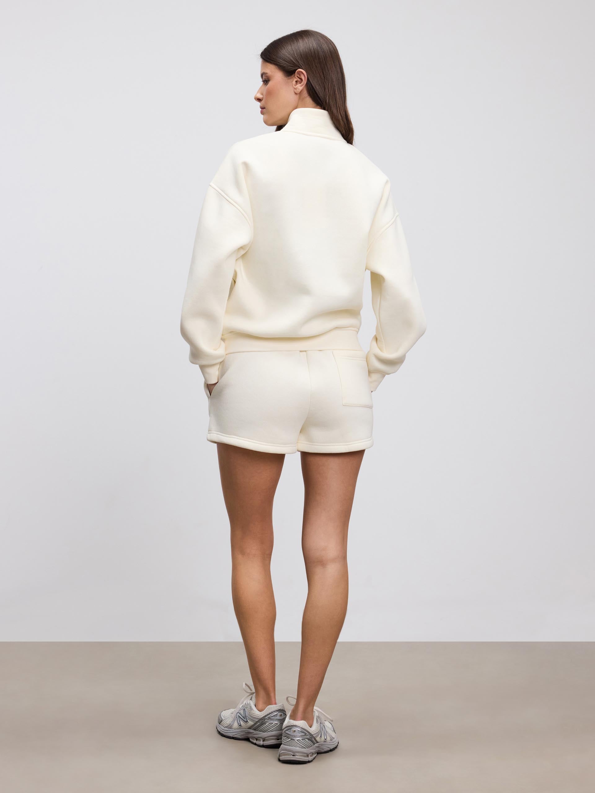 Womens Neoprene Funnel Neck Jacket in Ecru