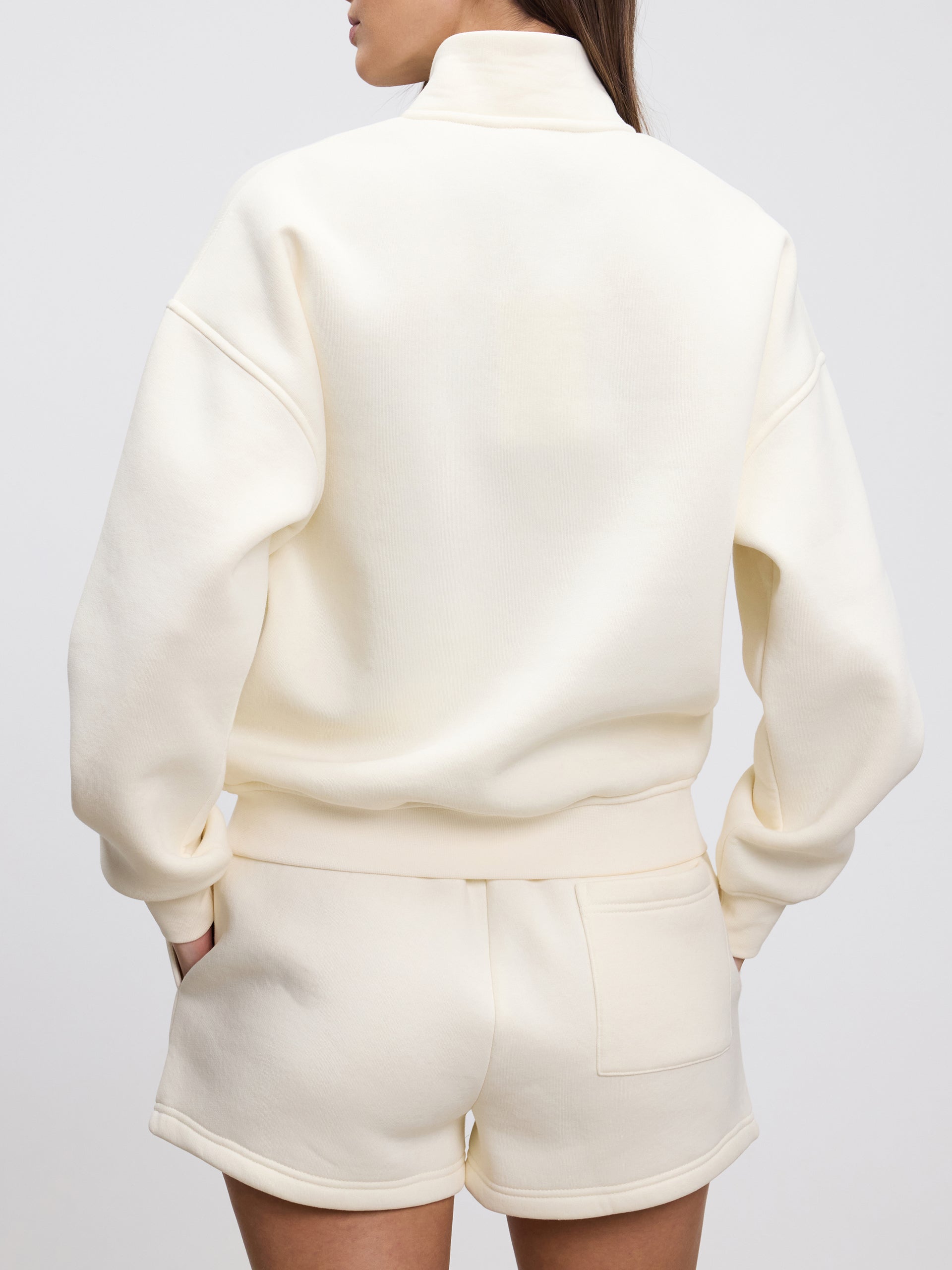 Womens Neoprene Funnel Neck Jacket in Ecru