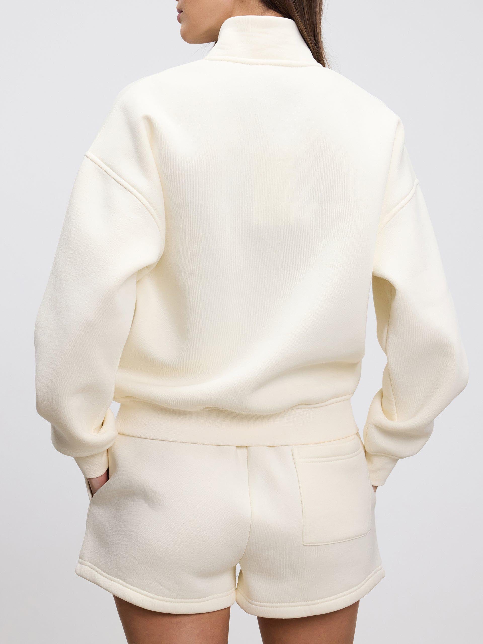 Womens Neoprene Funnel Neck Jacket in Ecru