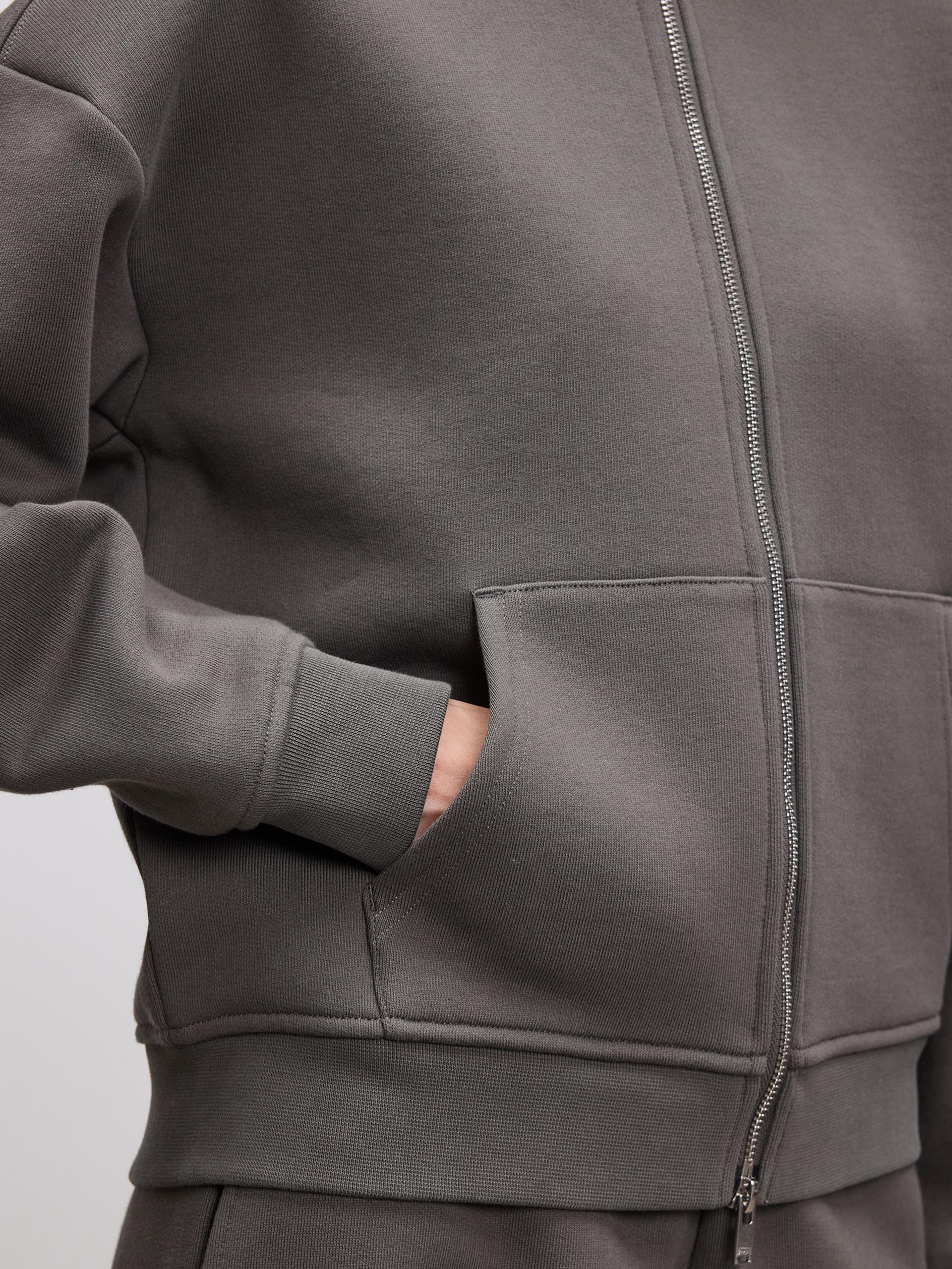 Womens Relaxed Zip Hoodie in Grey