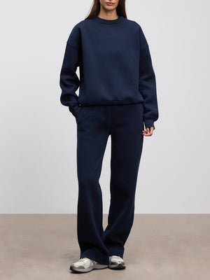 Womens Neoprene Straight Leg Jogger in Navy