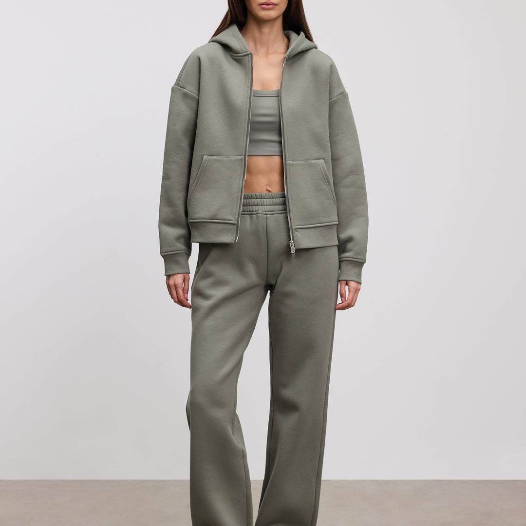 Womens Relaxed Zip Hoodie in Sage