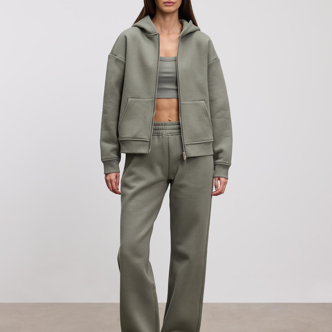 Womens Relaxed Zip Hoodie in Sage