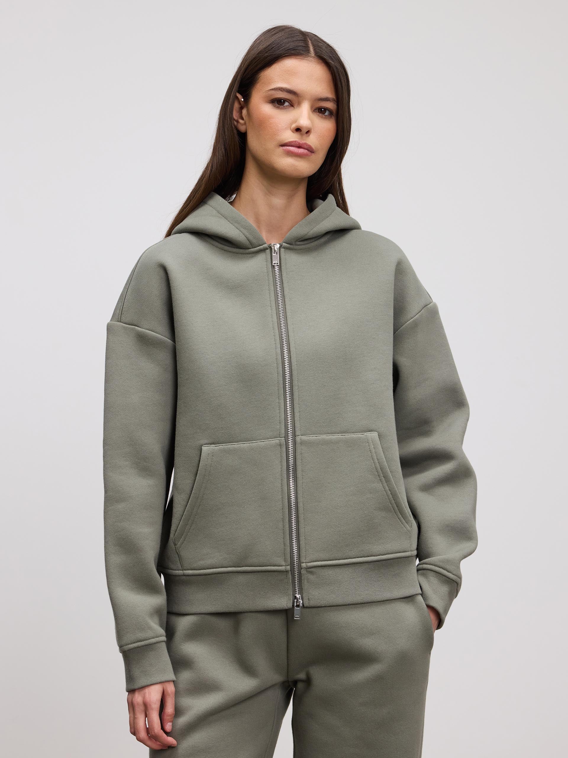 Womens Relaxed Zip Hoodie in Sage