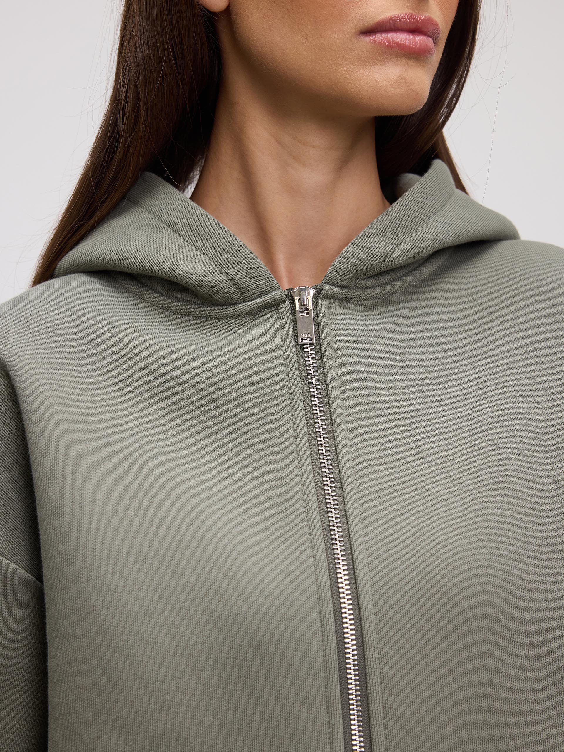 Womens Relaxed Zip Hoodie in Sage
