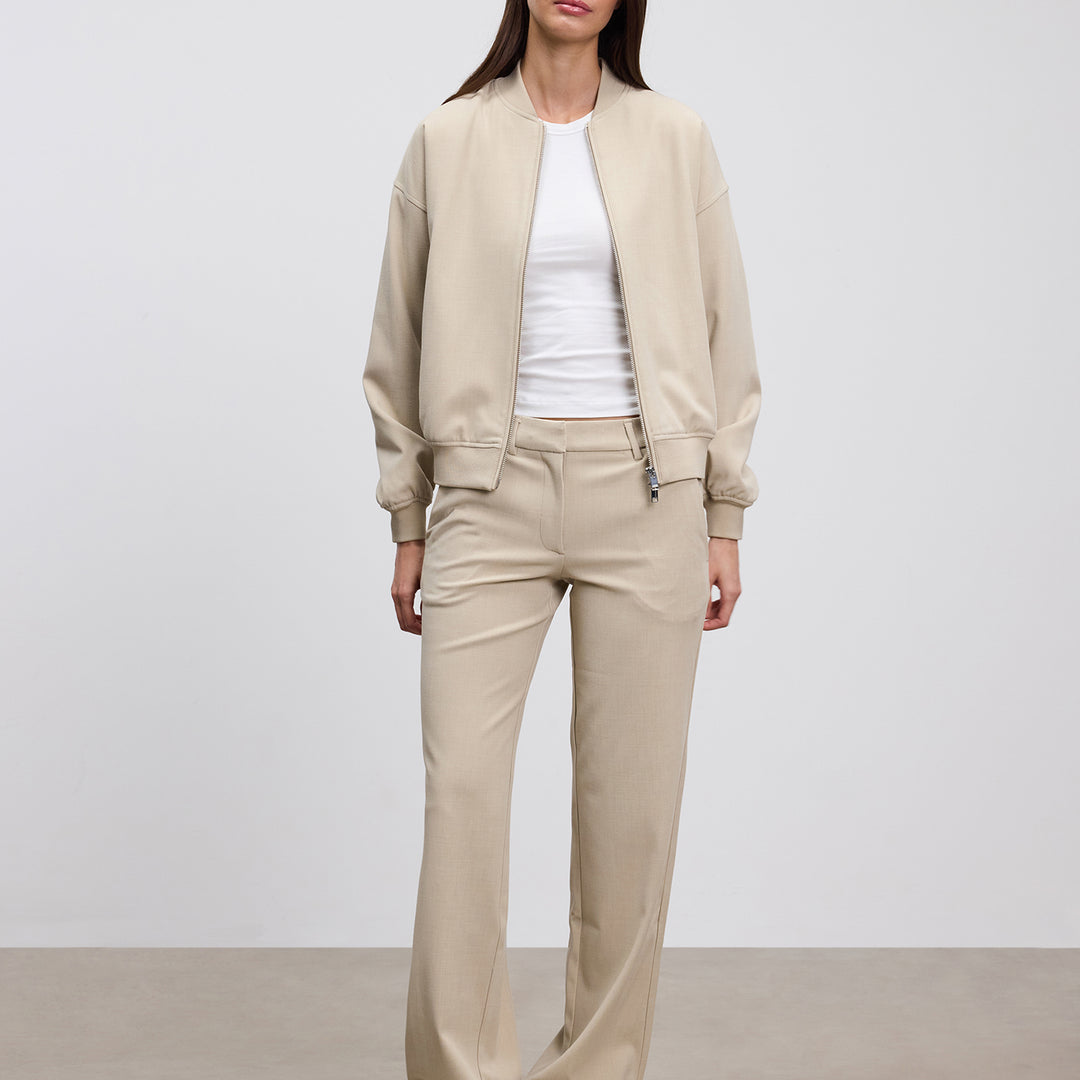 Womens Smart Tailored Trouser in Stone