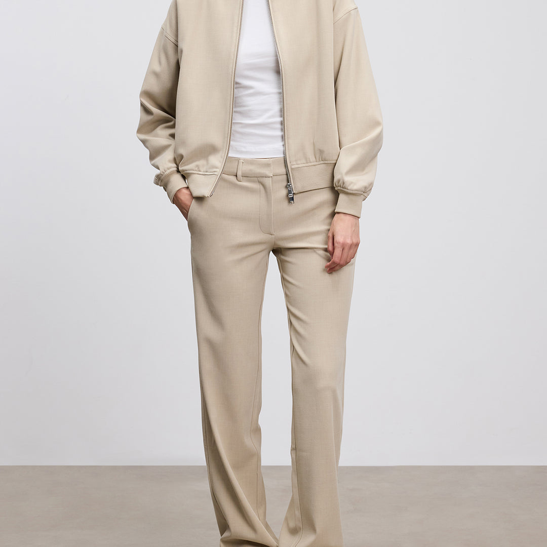 Womens Smart Bomber Jacket in Stone