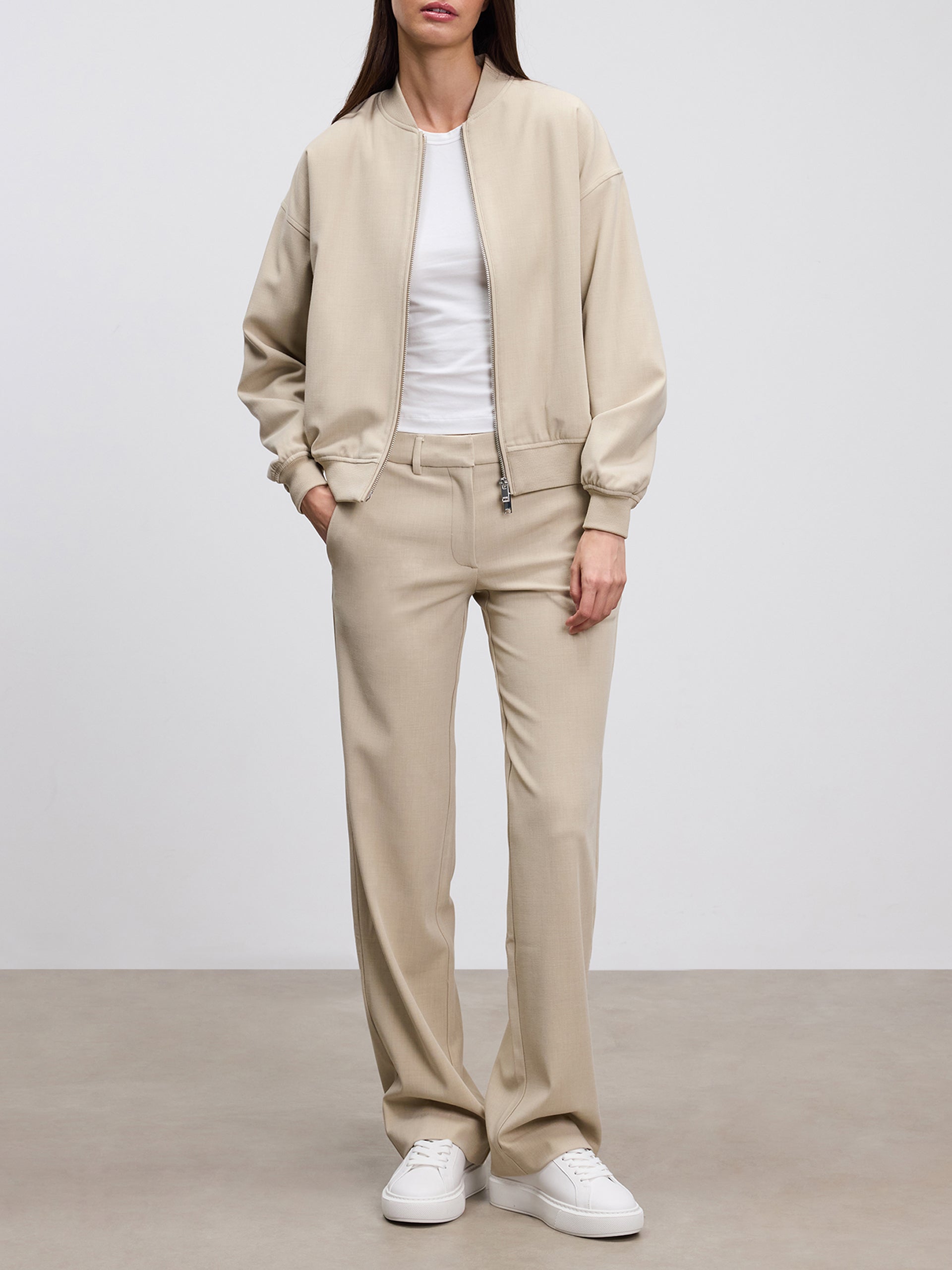 Womens Smart Tailored Trouser in Stone