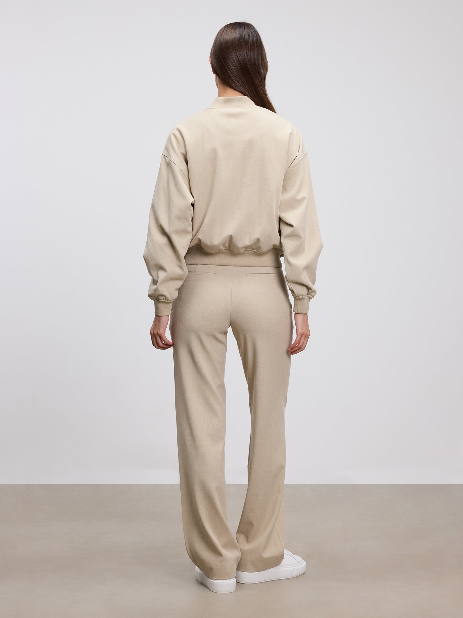 Womens Smart Bomber Jacket in Stone