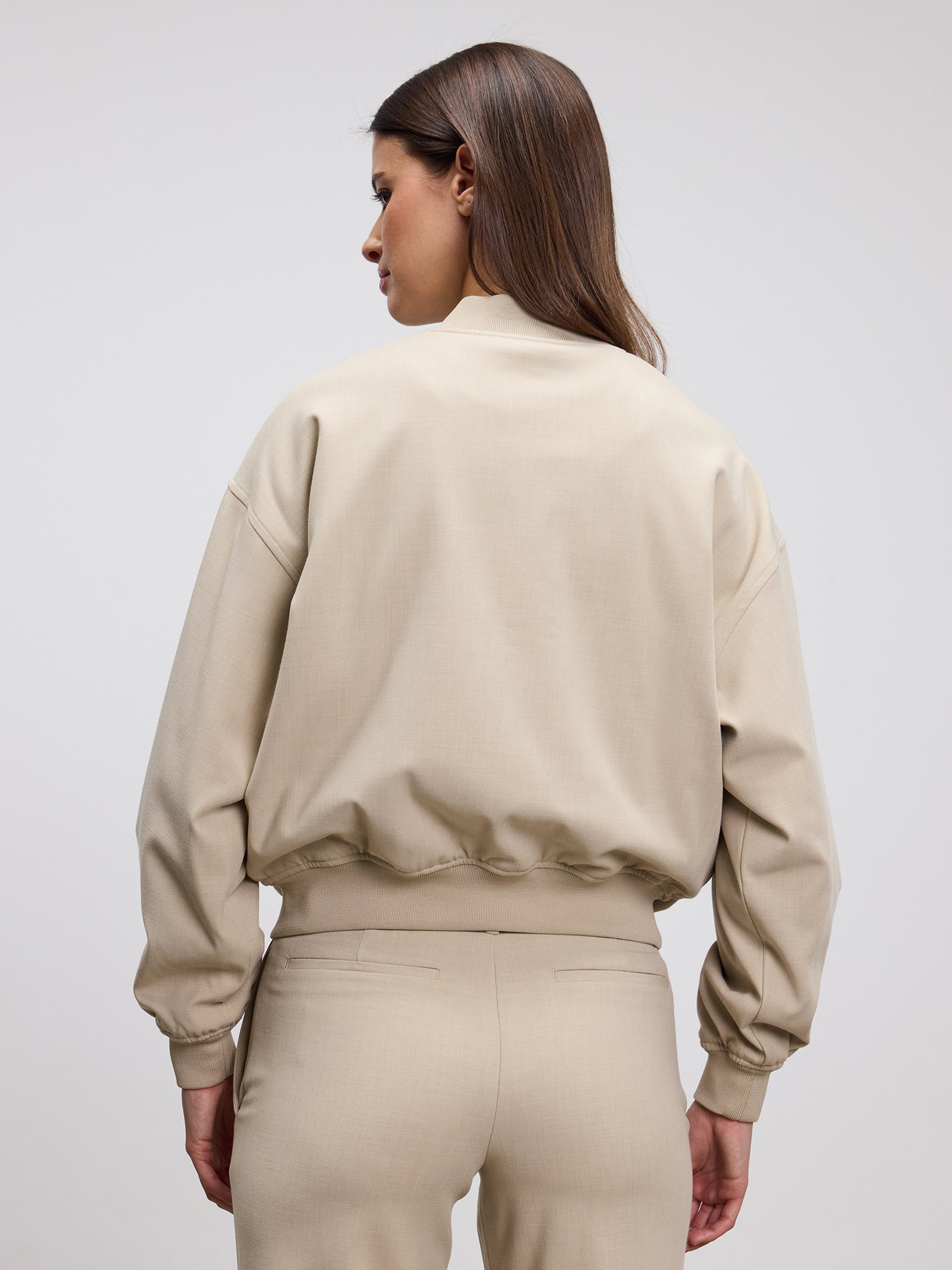 Womens Smart Bomber Jacket in Stone