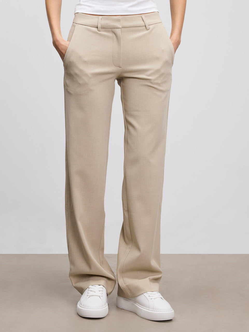 Womens Smart Tailored Trouser in Stone