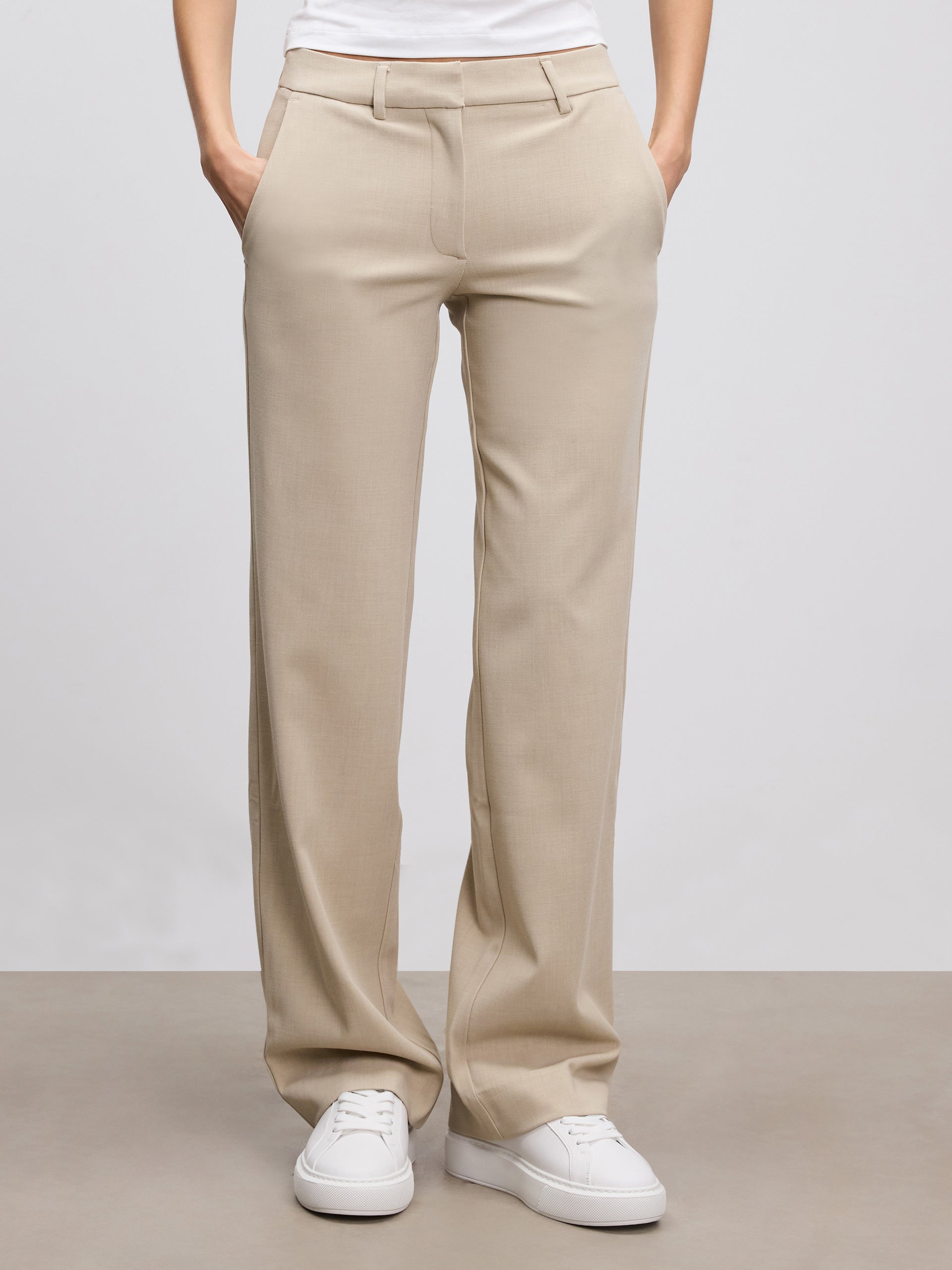 Womens Smart Tailored Trouser in Stone