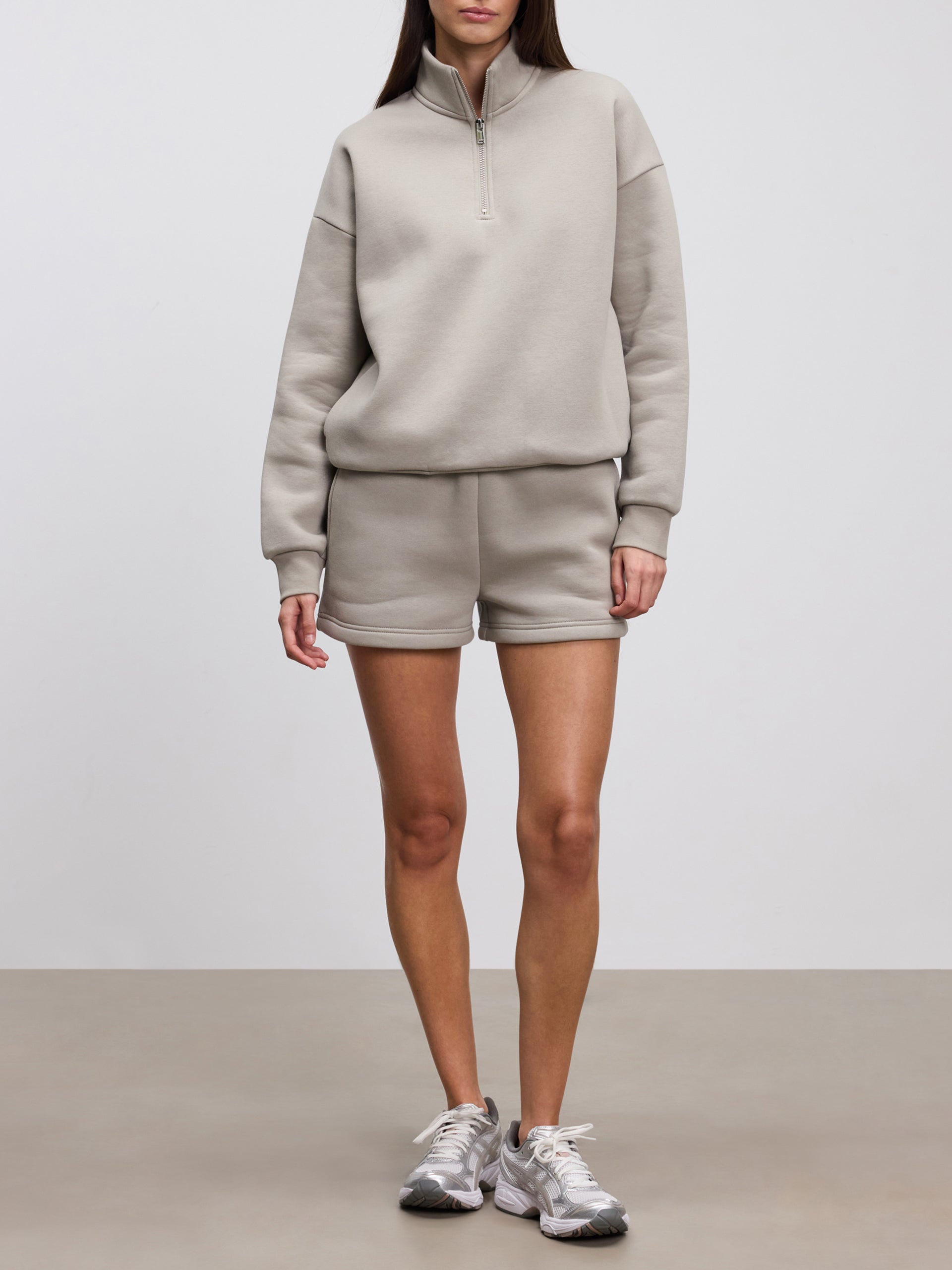 Womens Neoprene Half Zip in Stone