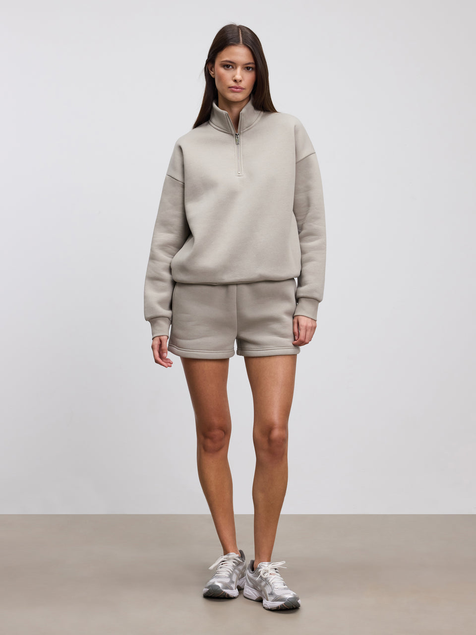 Womens Neoprene Half Zip in Stone