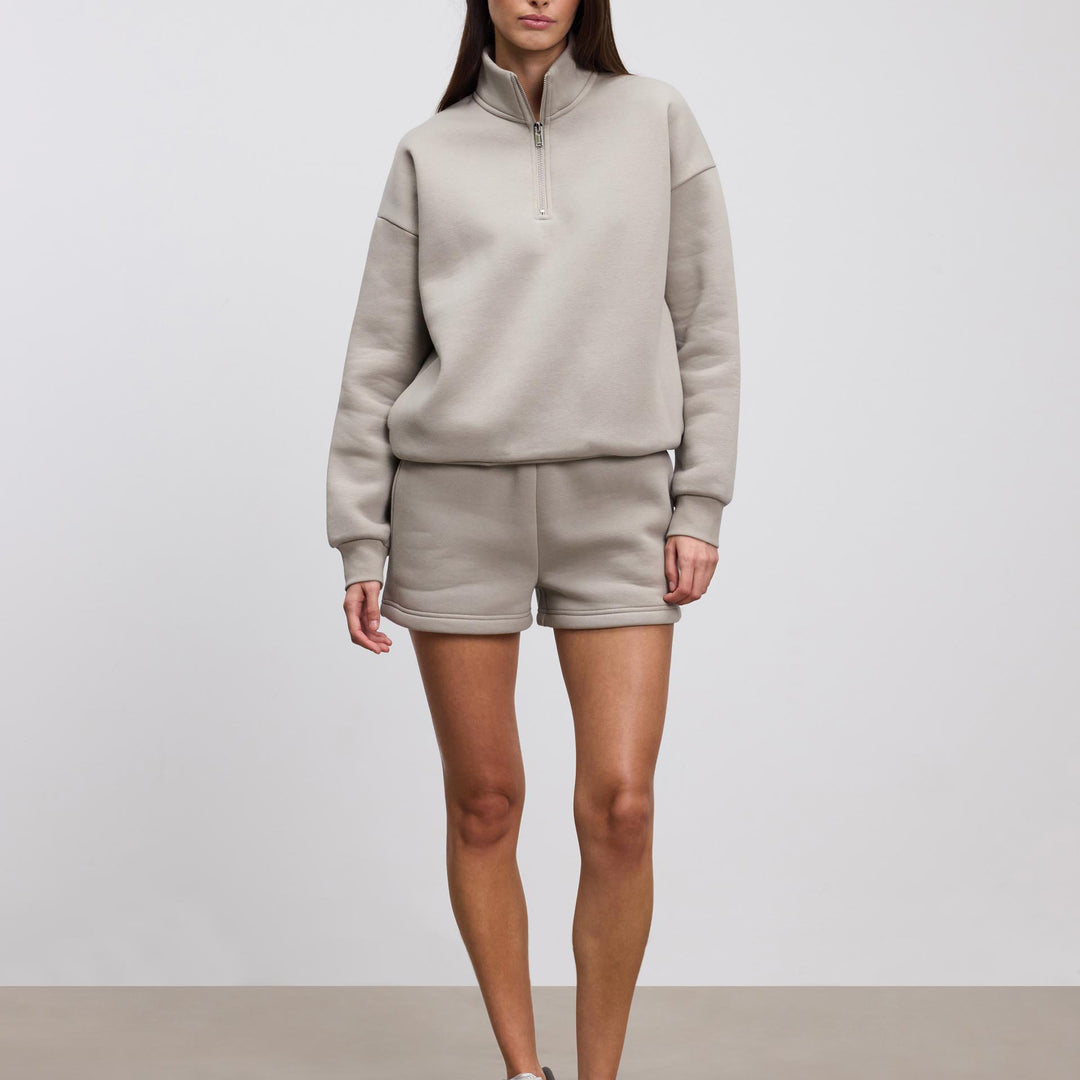 Womens Neoprene Half Zip in Stone