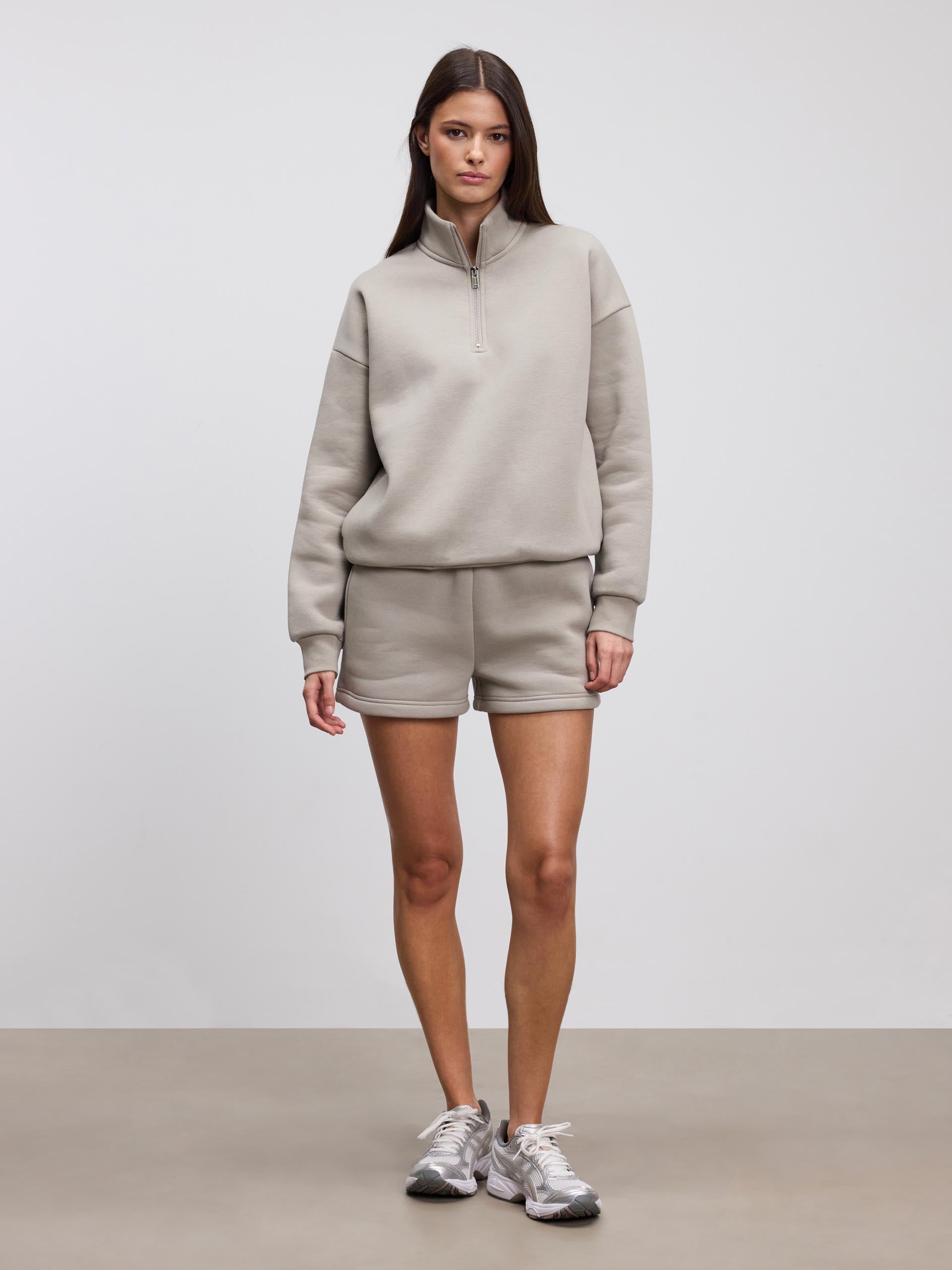 Womens Neoprene Half Zip in Stone