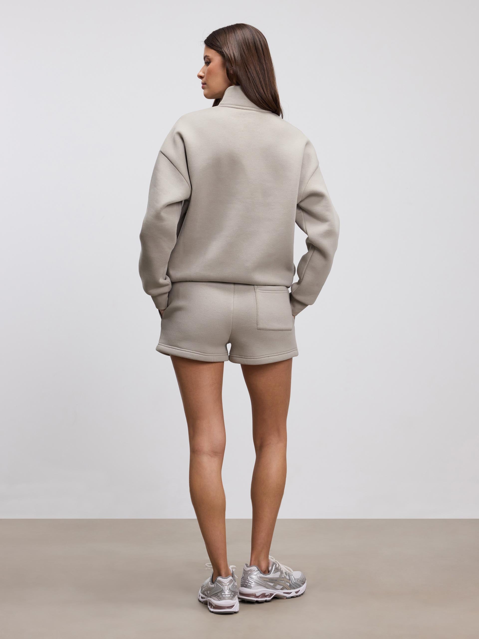 Womens Neoprene Half Zip in Stone