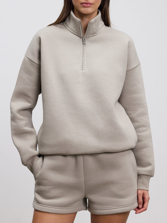 Womens Neoprene Half Zip in Stone