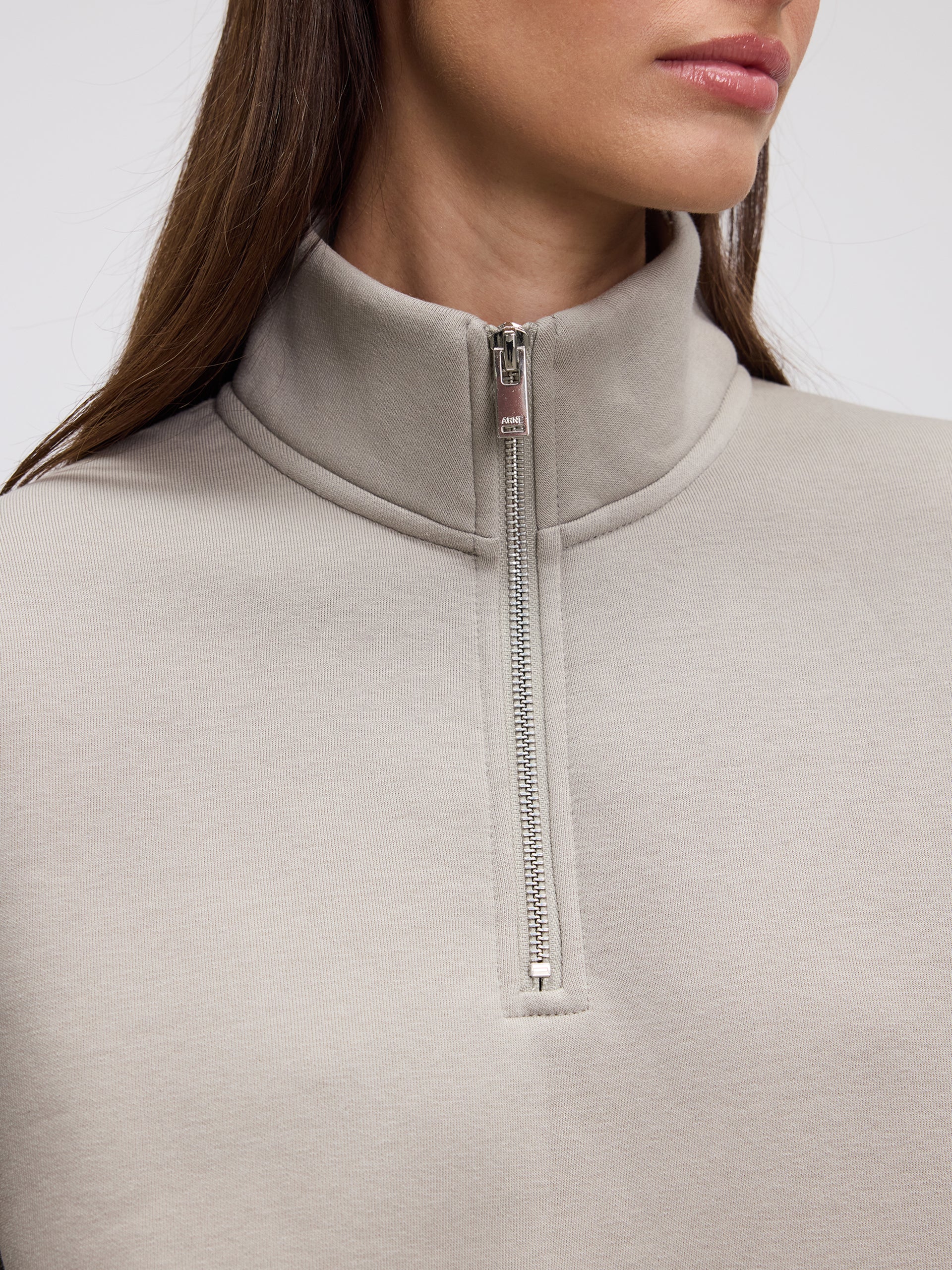 Womens Neoprene Half Zip in Stone