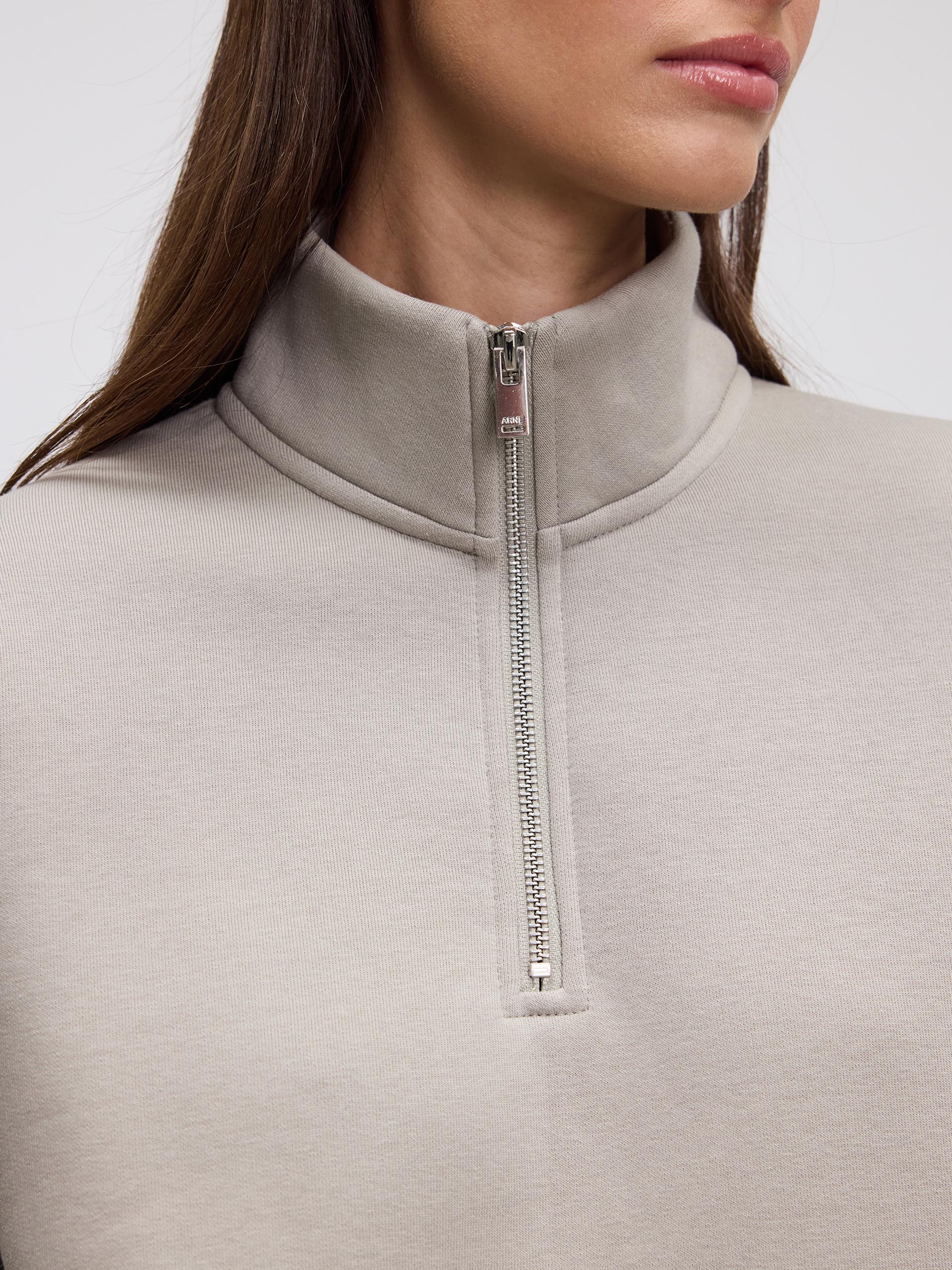 Womens Neoprene Half Zip in Stone