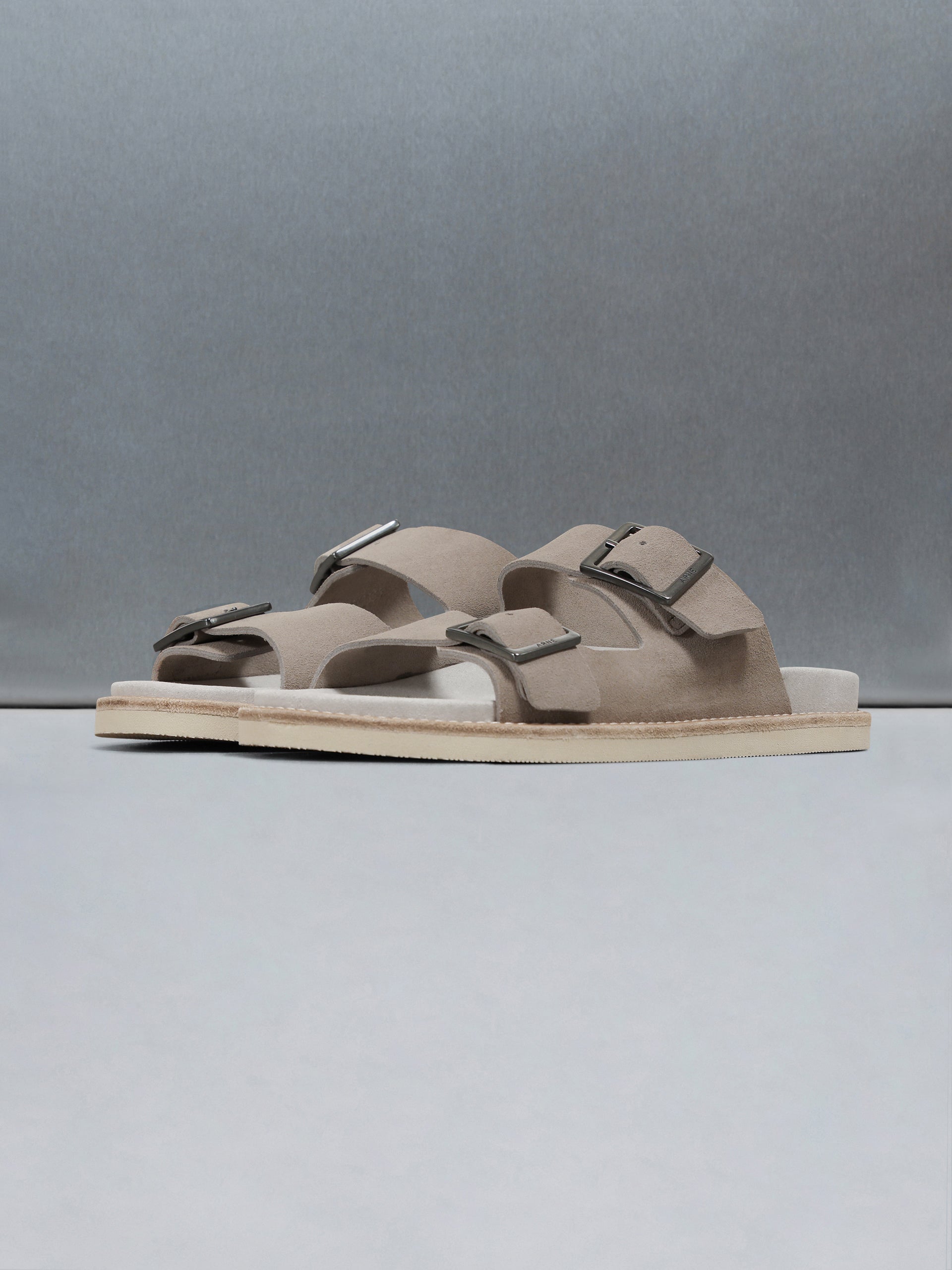 Suede Sandal in Dark Stone