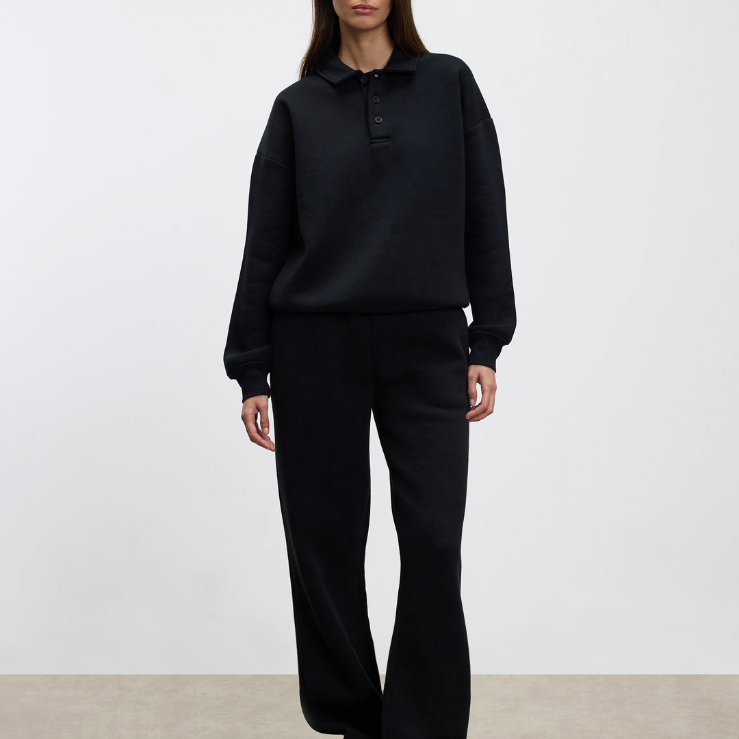 Womens Neoprene Straight Leg Jogger in Black