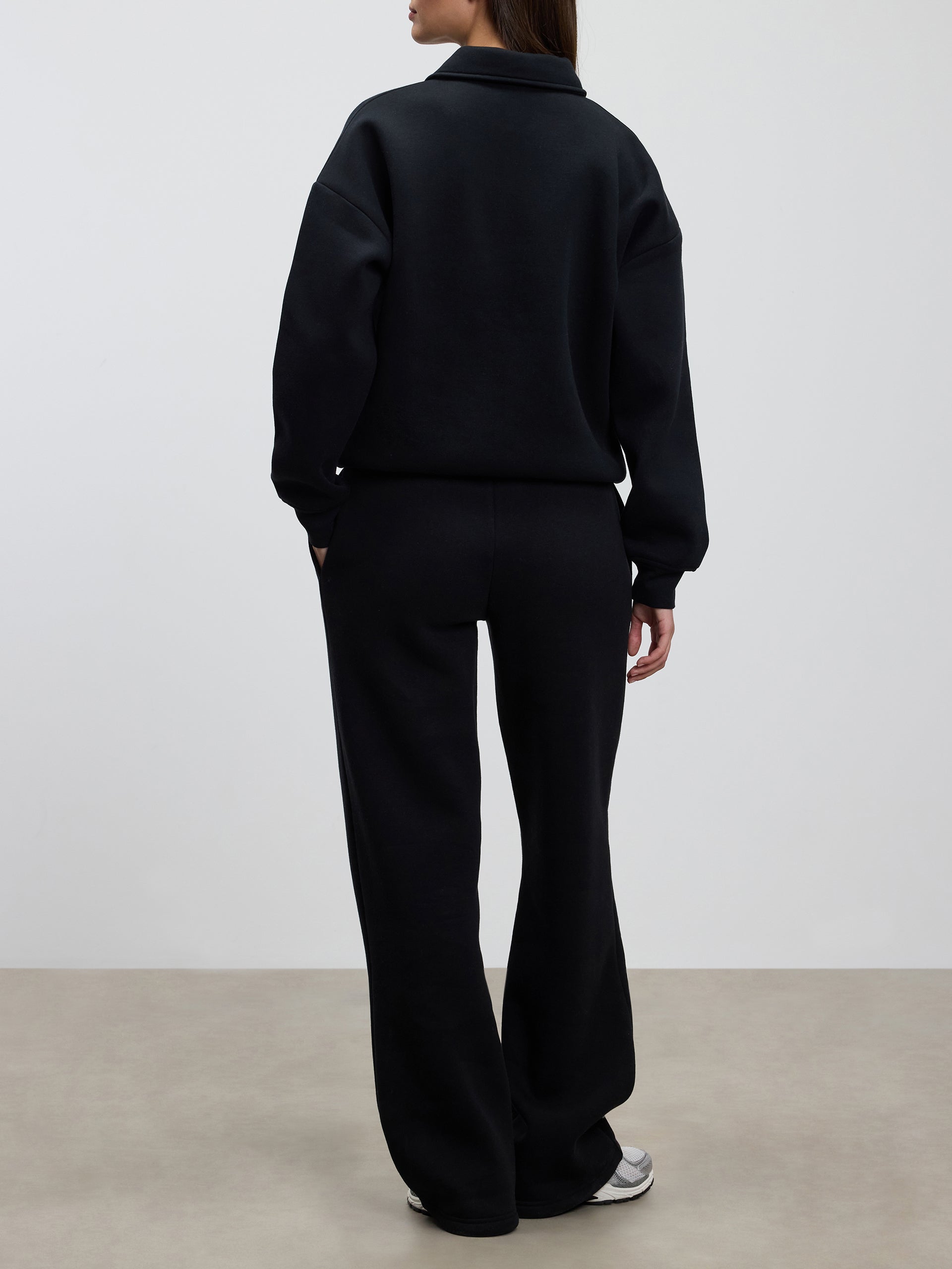 Womens Neoprene Long Sleeve Polo Shirt in Black