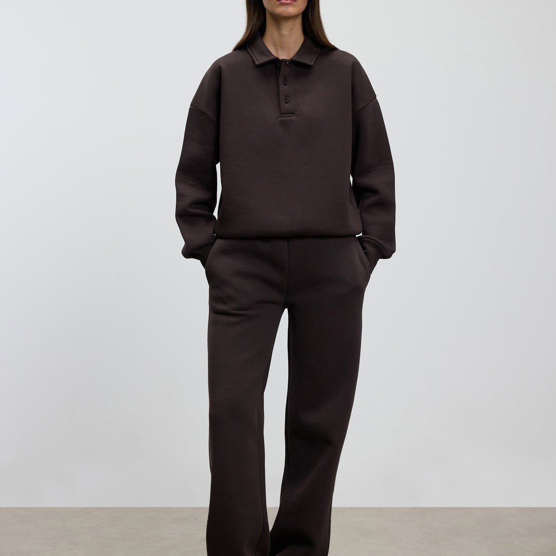 Womens Neoprene Straight Leg Jogger in Brown