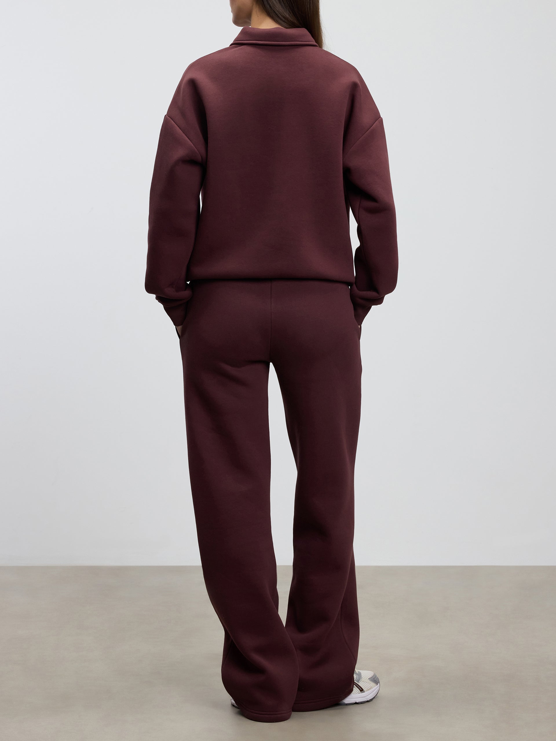 Womens Neoprene Long Sleeve Polo Shirt in Burgundy