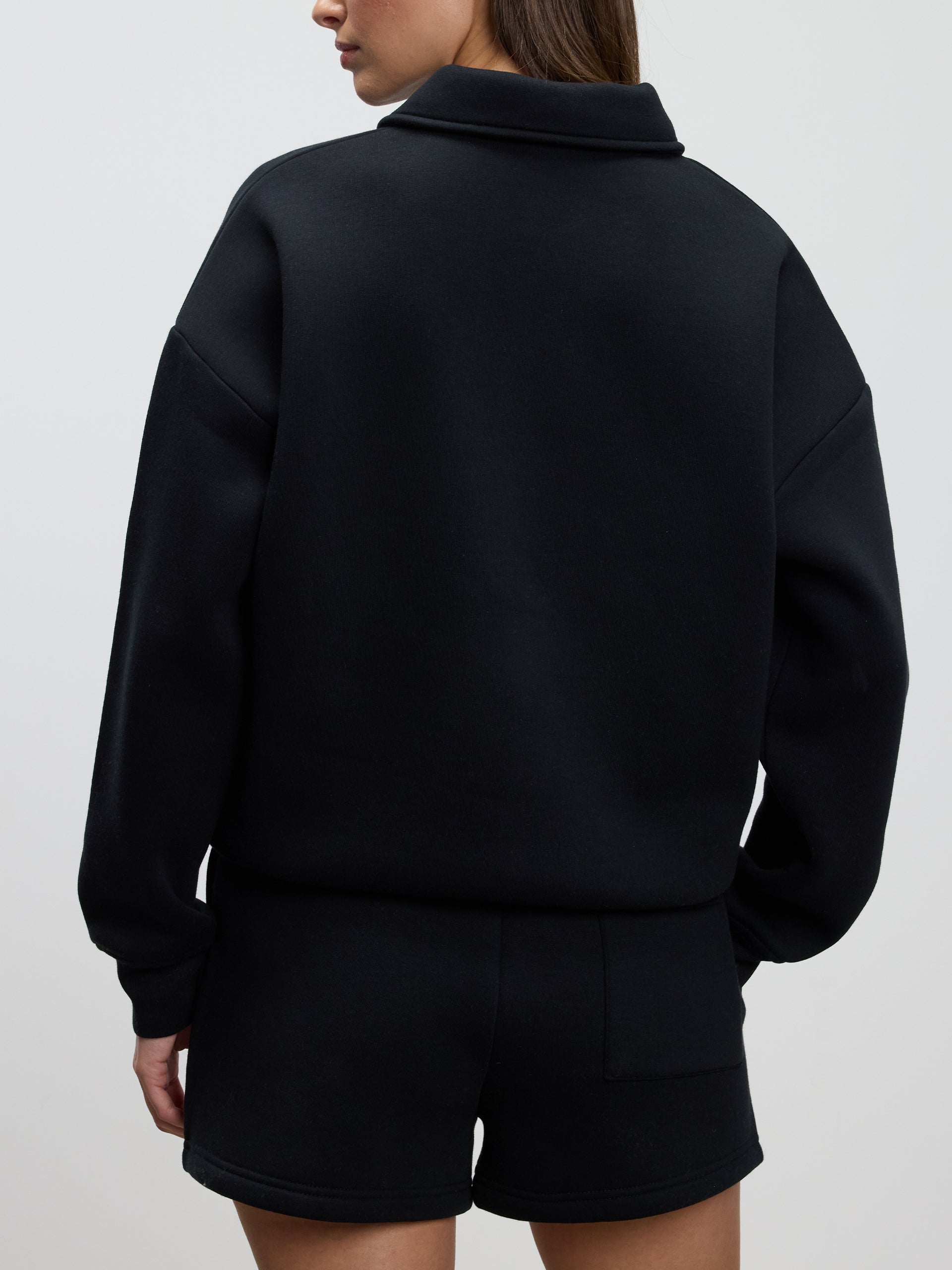 Womens Neoprene Long Sleeve Polo Shirt in Black