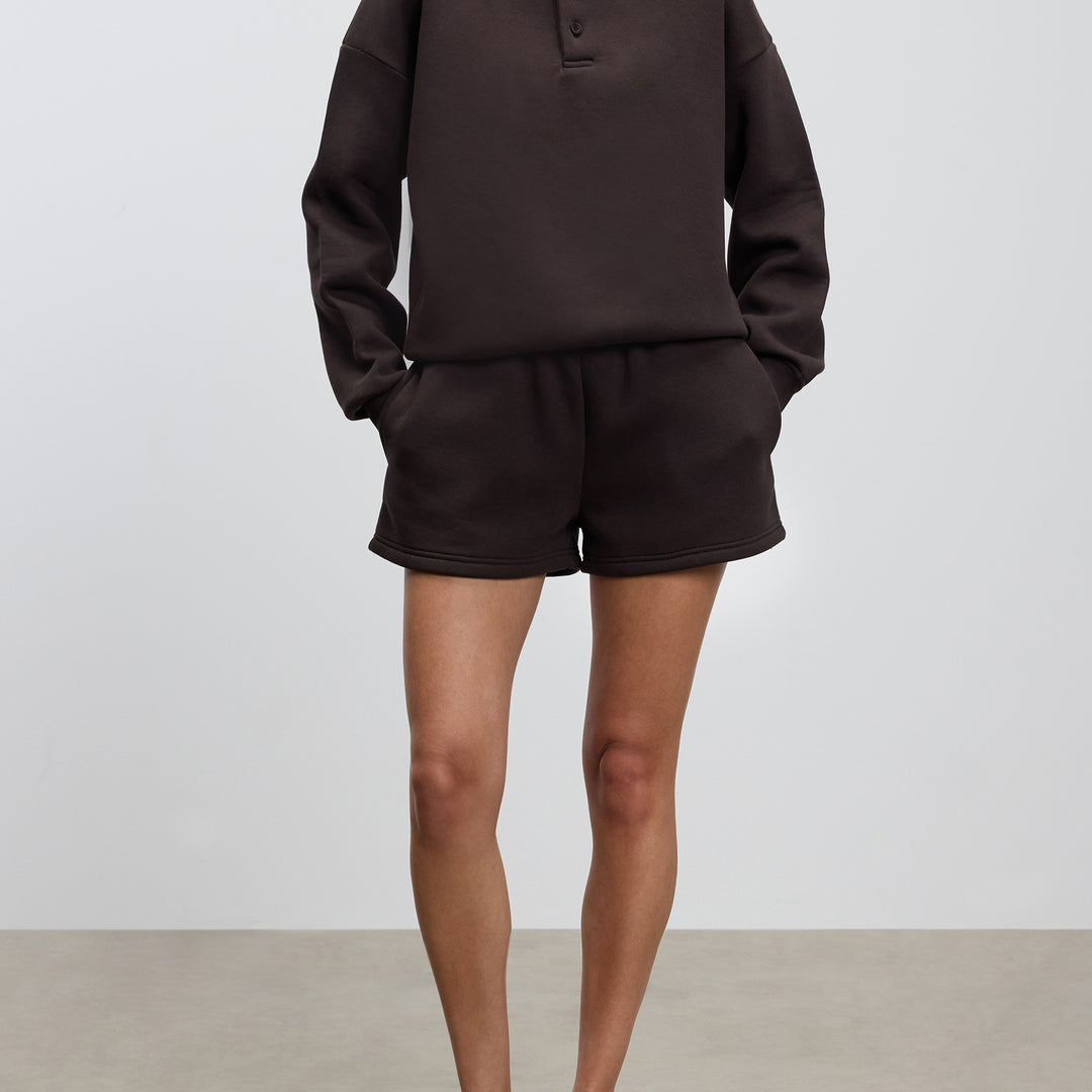 Womens Neoprene Long Sleeve Polo Shirt in Brown