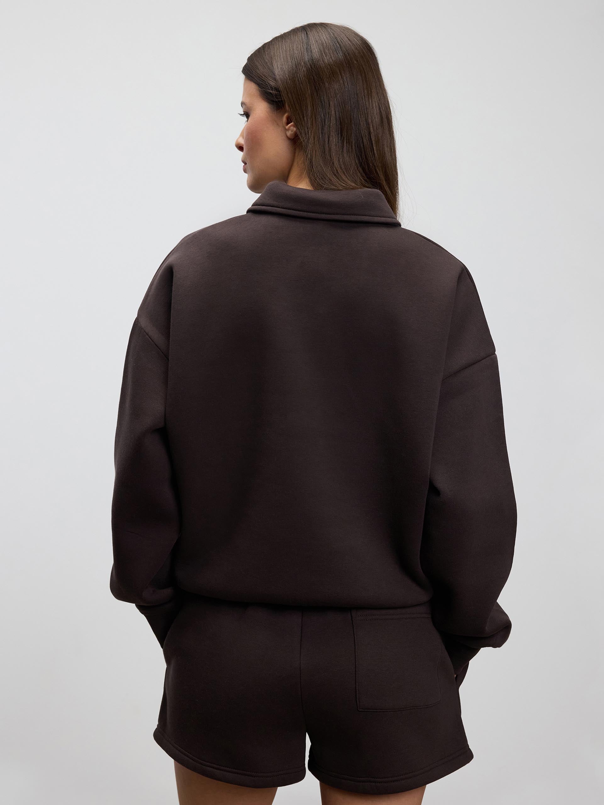 Womens Neoprene Long Sleeve Polo Shirt in Brown