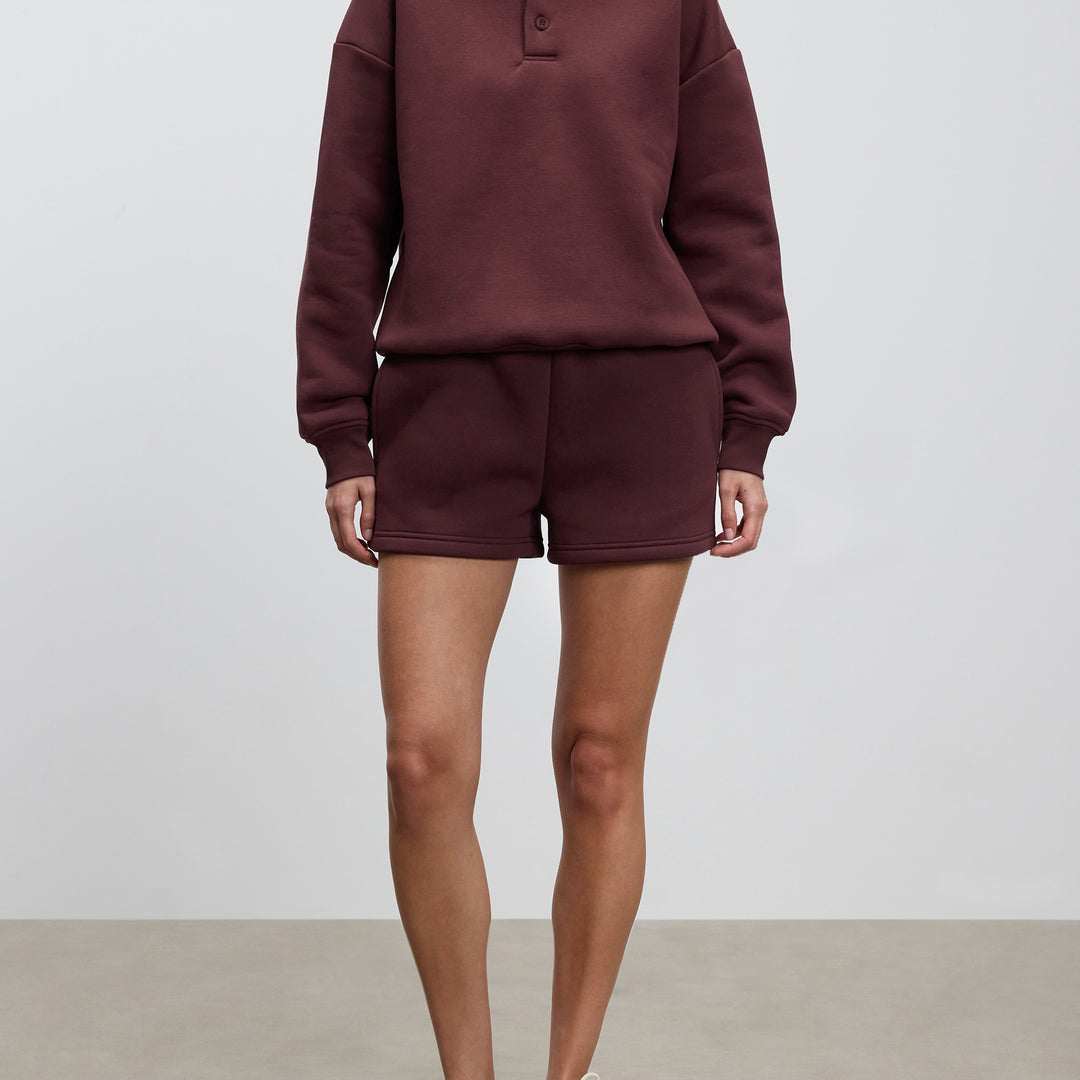 Womens Neoprene Long Sleeve Polo Shirt in Burgundy