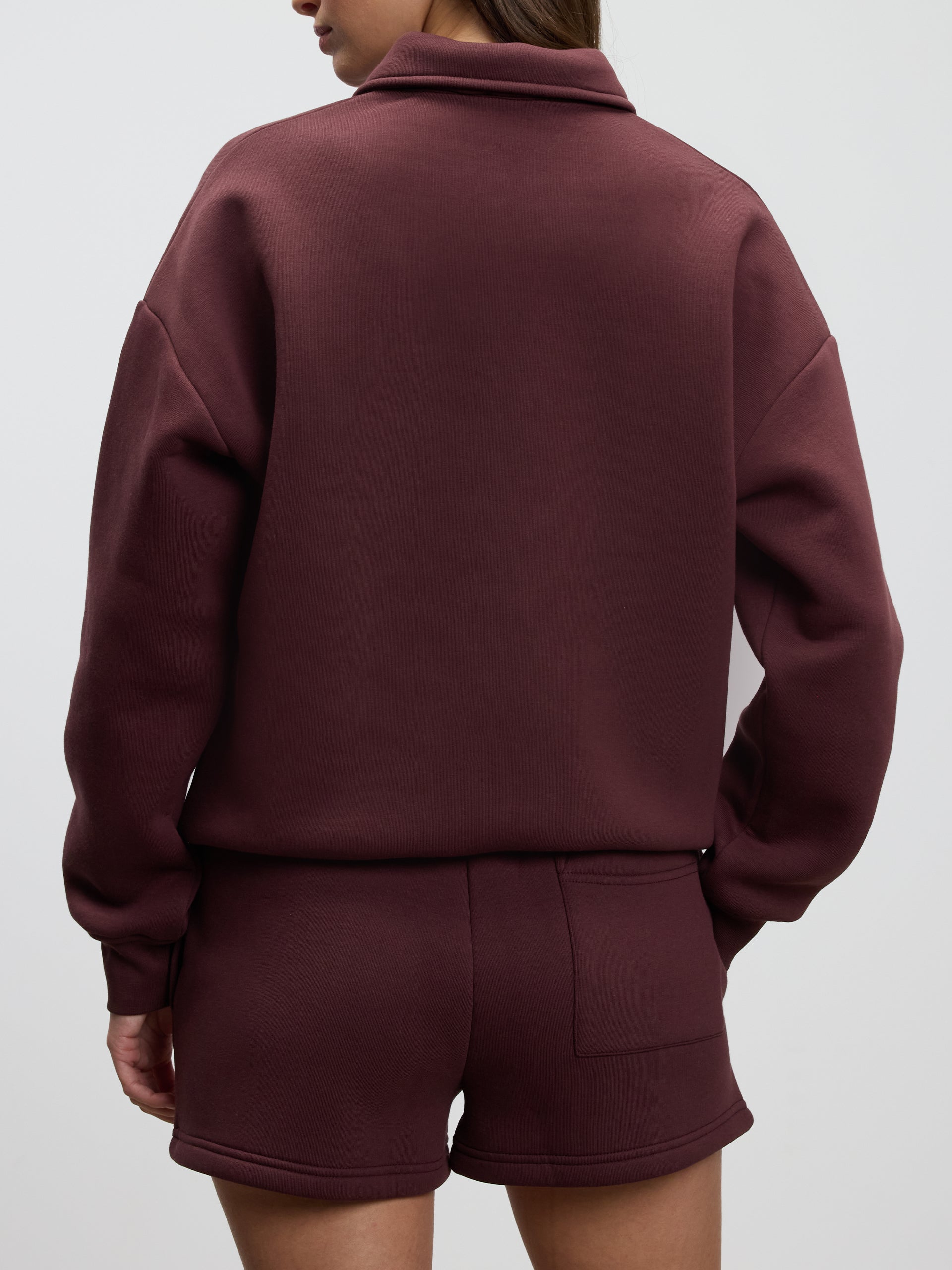 Womens Neoprene Long Sleeve Polo Shirt in Burgundy