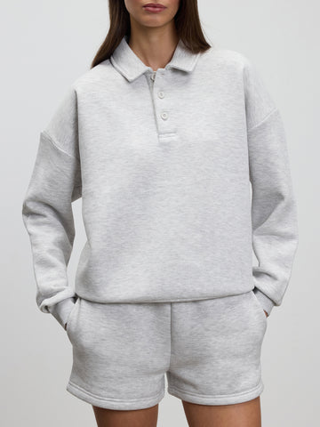 Womens Neoprene Long Sleeve Polo Shirt in Marl Grey